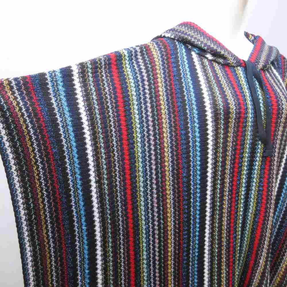 ミッソーニ MISSONI 美品 ニットポンチョ ジグザグ柄 ラメ グリッター