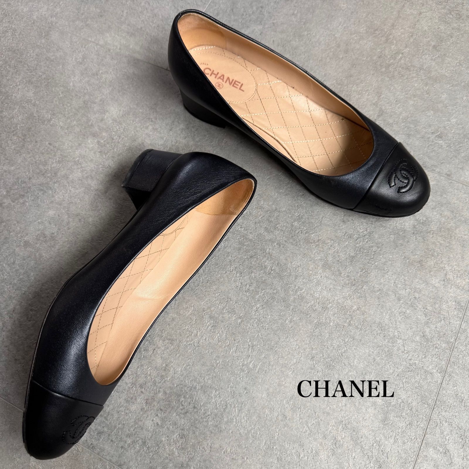 CHANEL シャネル ココマーク パンプス ブラック 黒 ラメ 37C