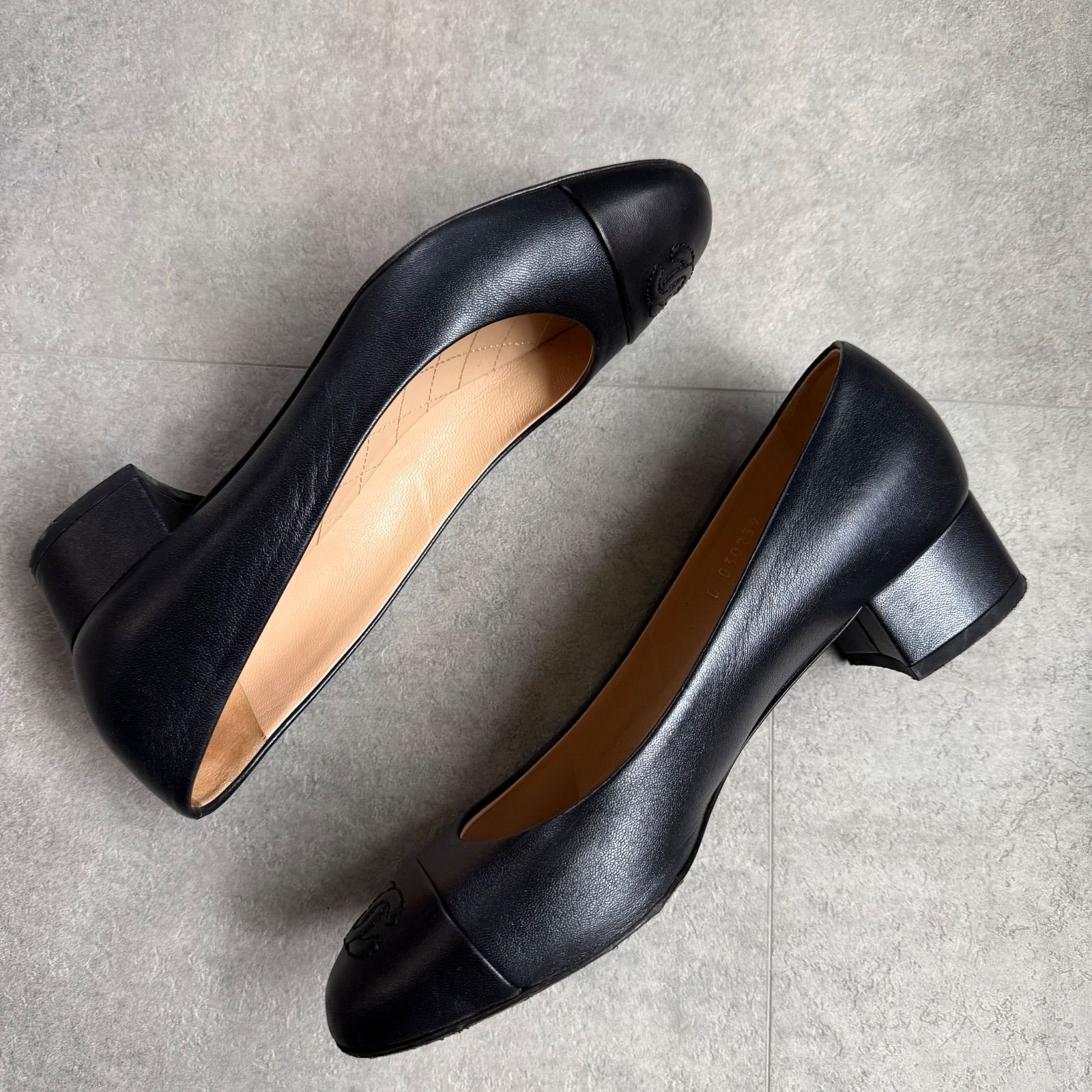 CHANEL シャネル ココマーク パンプス ブラック 黒 ラメ 37C