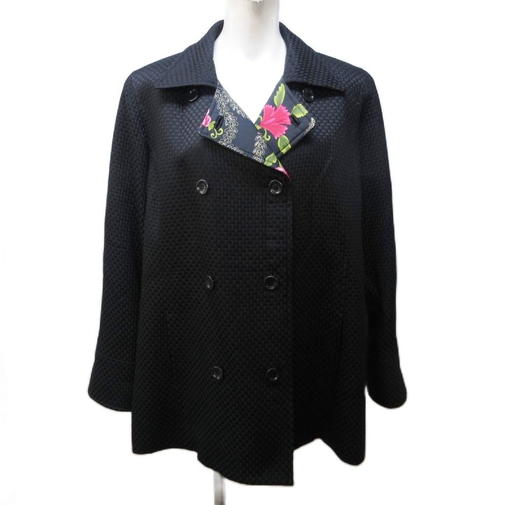 レオナール LEONARD FASHION コート ジャケット シルク ウール混 切替