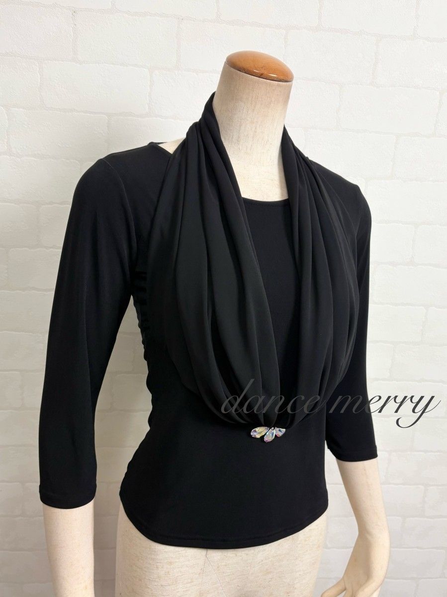 新品 社交ダンス トップス 黒 レッスン パーティ ラテン スタンダード
