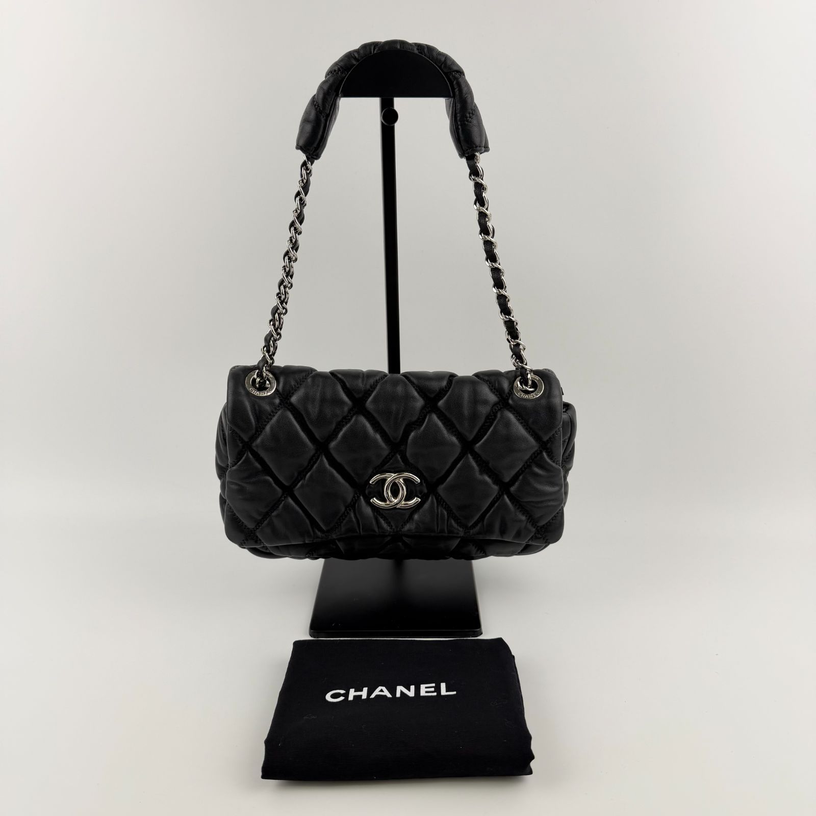 中古】CHANEL シャネル ココマーク バブルキルト チェーンショルダー 