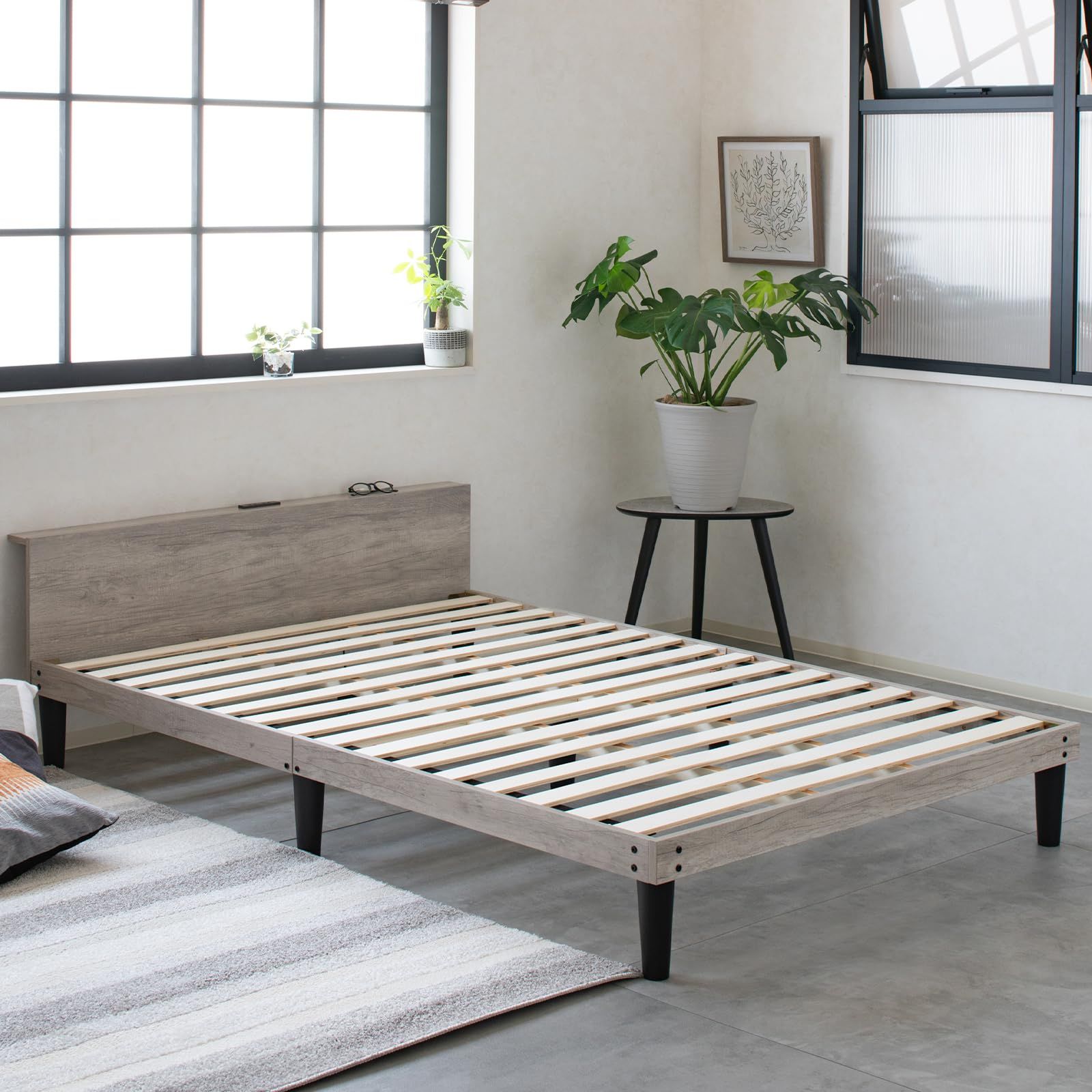 Major In Life ベッド 宮付き ベッドフレーム 宮棚付き シングルベッド