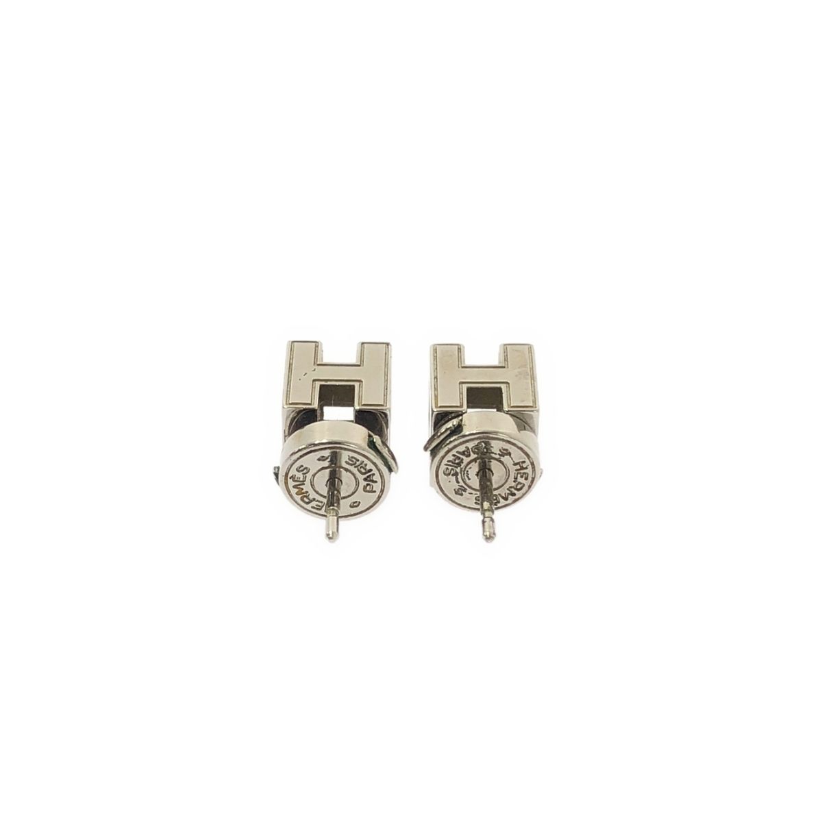 HERMES / エルメス | カージュドアッシュ Hキューブ ピアス | シルバー 