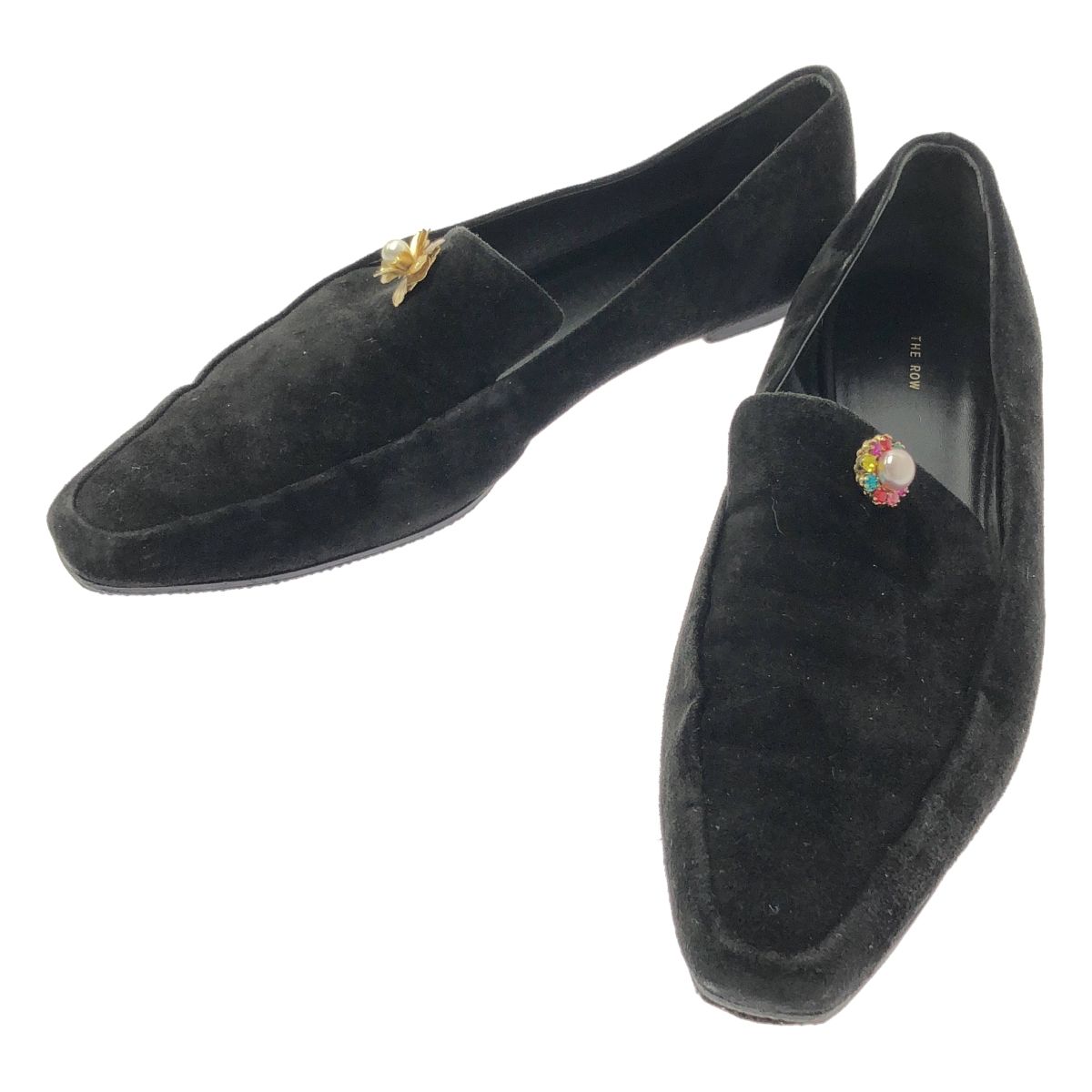 THE ROW / ザロウ | suede minimal embellished loafer ビジュー