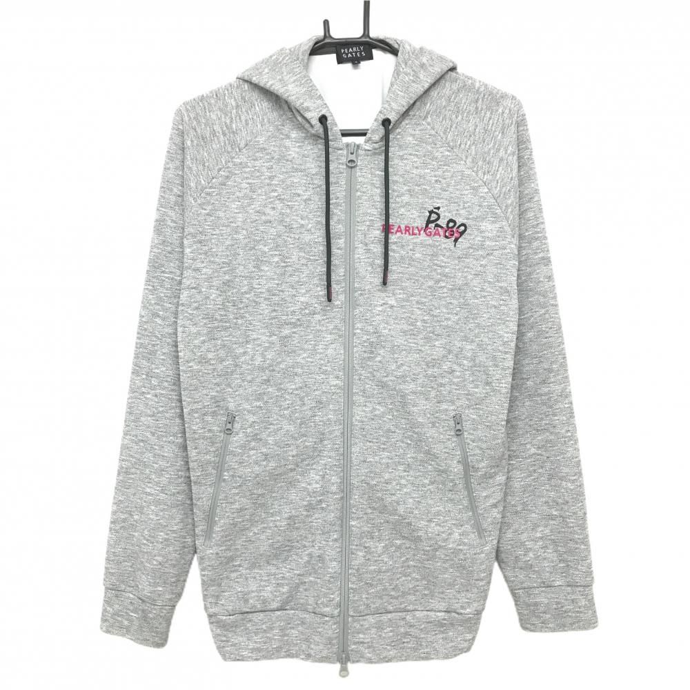 美品】パーリーゲイツ ジップパーカー 杢グレー 背面ロゴ黒 ブルゾン