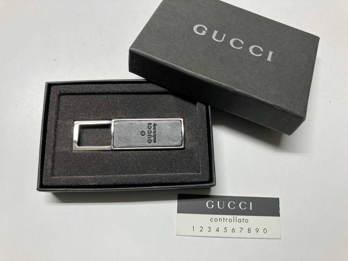 GUCCI キーホルダー キーリング レザー×金属製 ブラック 箱付 - メルカリ