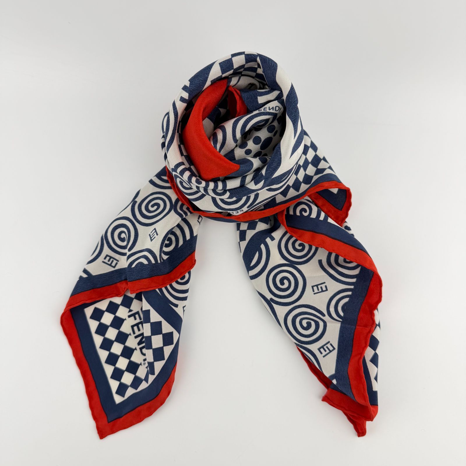 中古】FENDI フェンディ スカーフ マルチカラー シルク ヴィンテージ