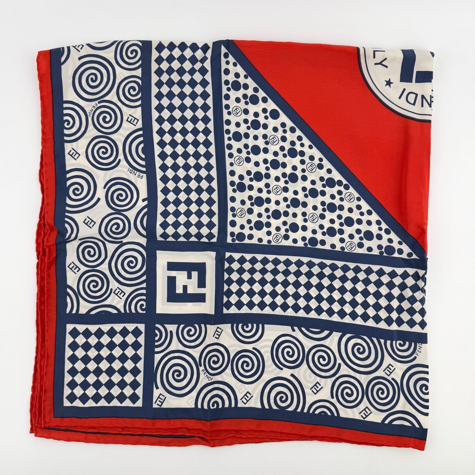 中古】FENDI フェンディ スカーフ マルチカラー シルク ヴィンテージ