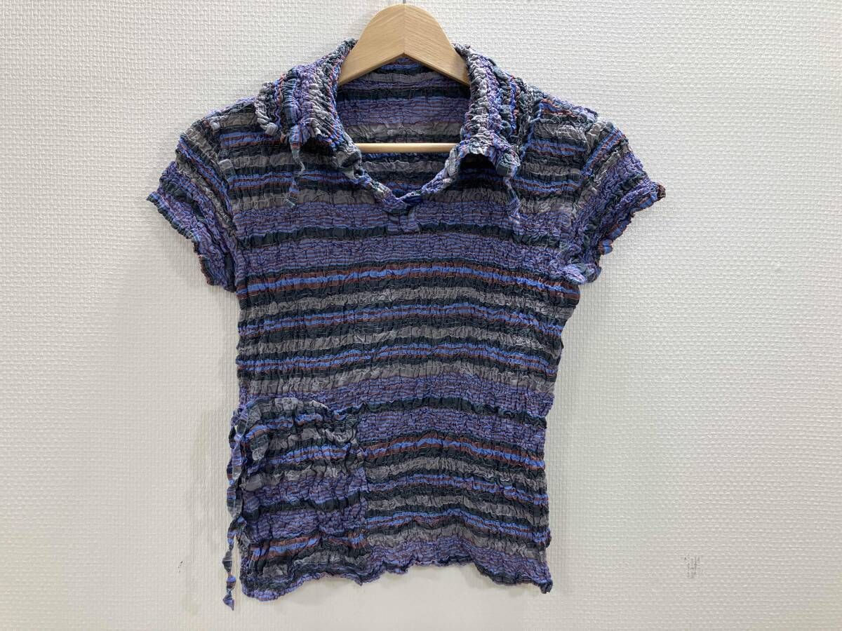 me ISSEY MIYAKE イッセイミヤケ 半袖シワ加工ブラウス プルオーバー