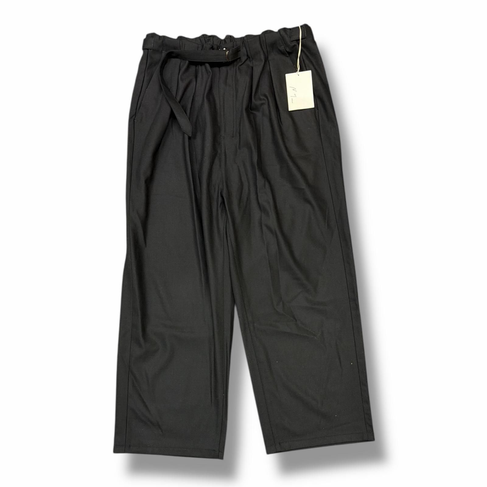 参考上代39600円 ANCELLM 25AW BACKSATIN BELTLESS SLACKS バック 