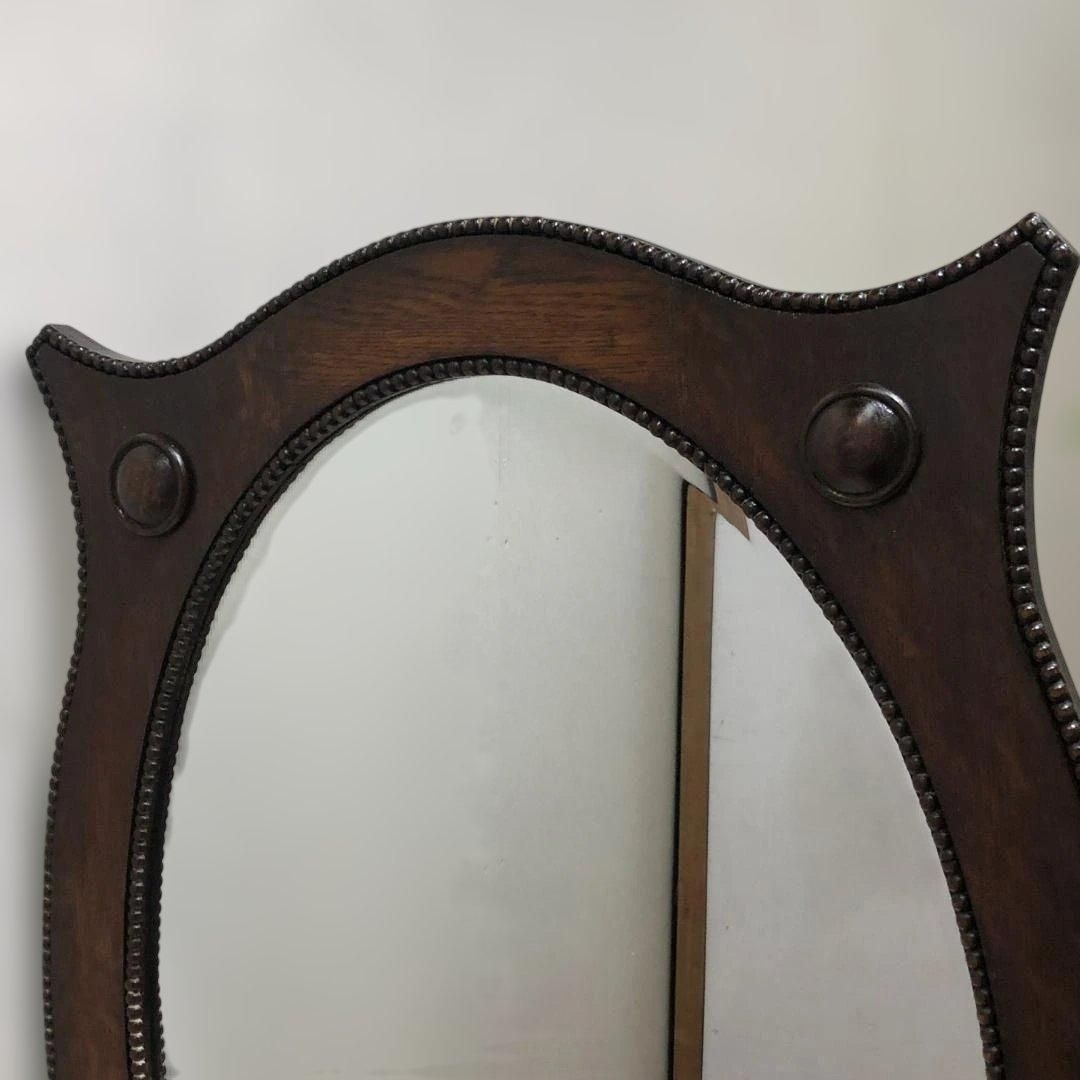 クラシックデザイン 木製ウォールミラー オーバル型 壁掛け鏡 大型