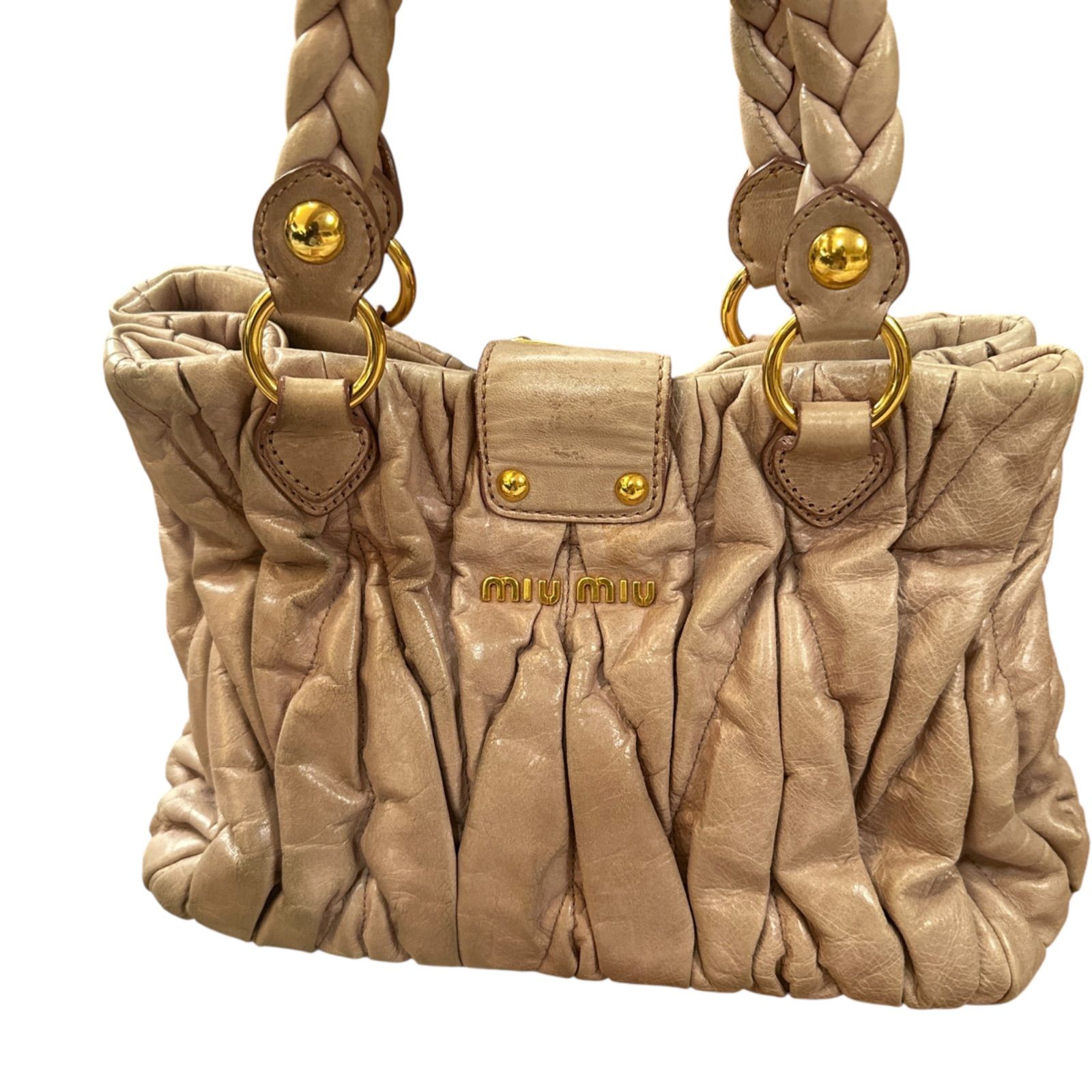 MIUMIU ミュウミュウ マテラッセ ベージュ ゴールド金具 レザー