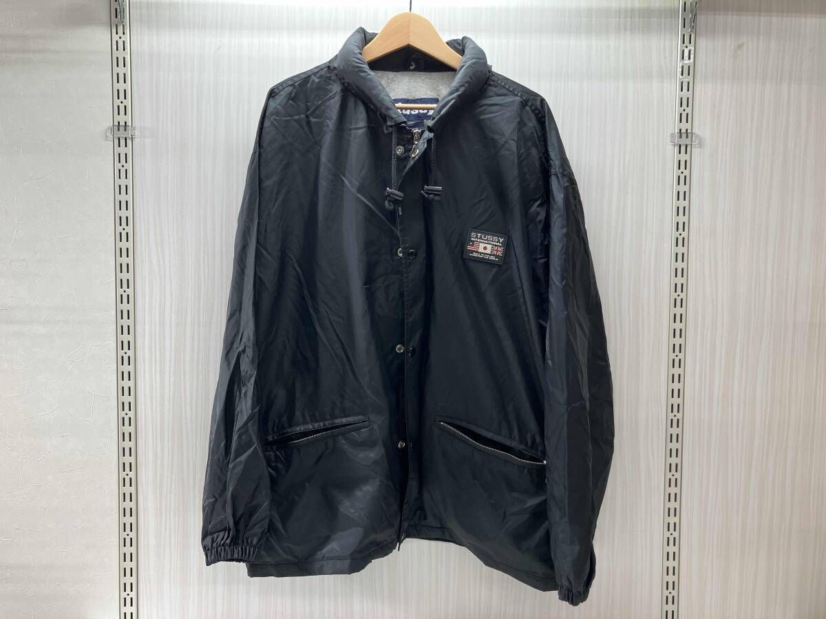 難あり STUSSY ステューシー ナイロンジャケット サイズ：XL ブラック