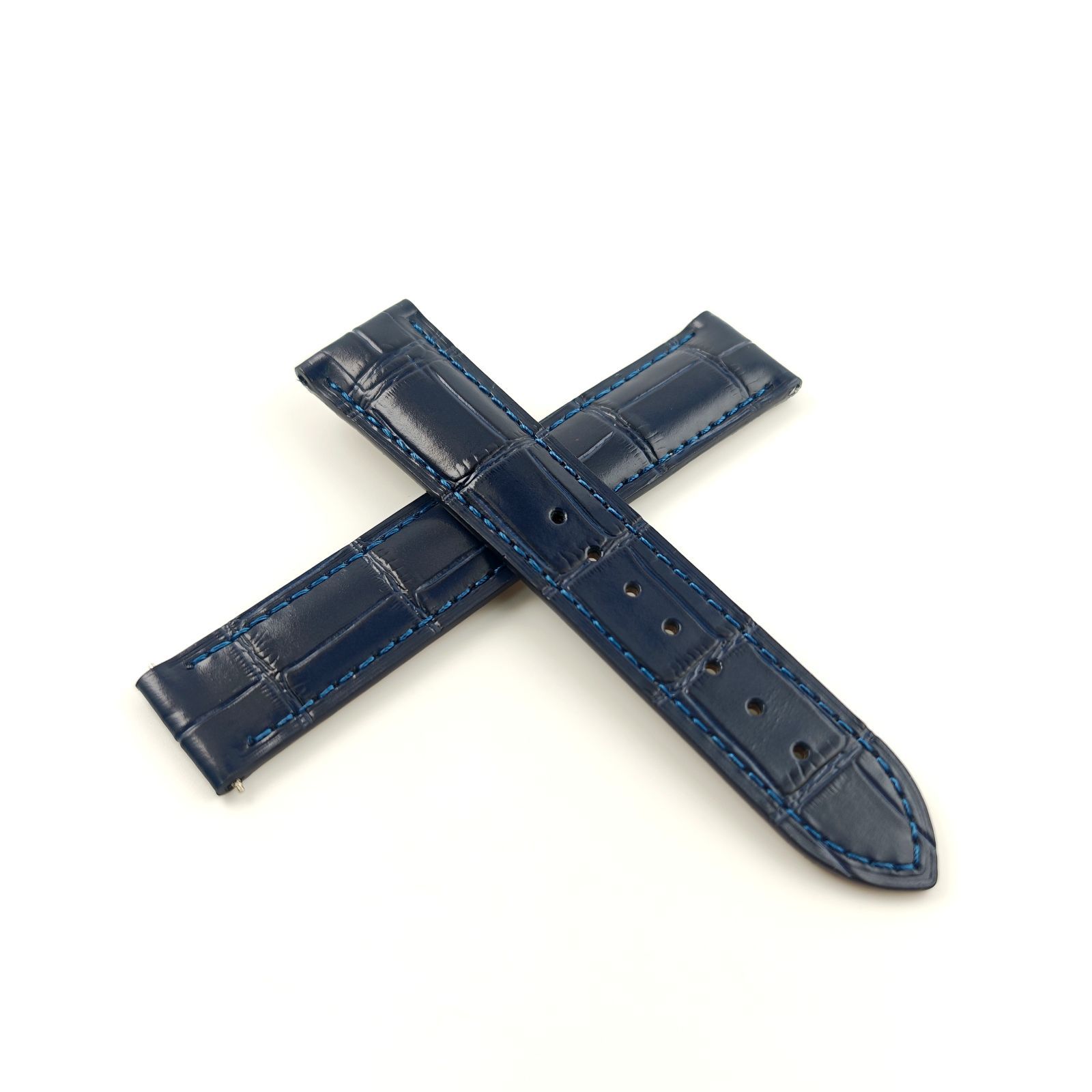 20mm 腕時計 レザーベルト ネイビーブルー 【対応】オメガ スピード