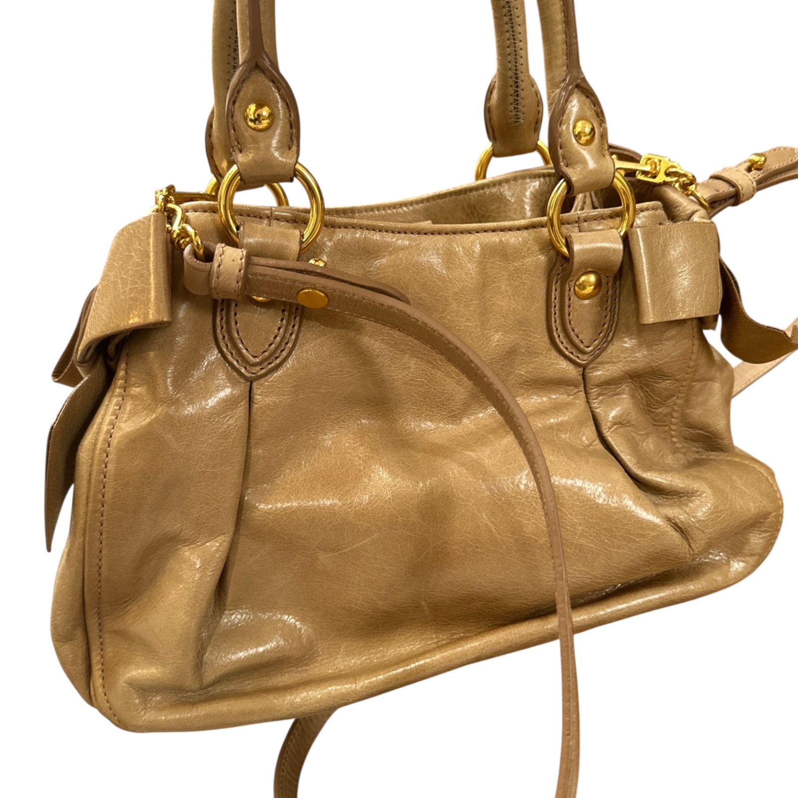 MIU MIU ミュウ ミュウ ロゴ ハンドバッグ 2way ショルダーバッグ 