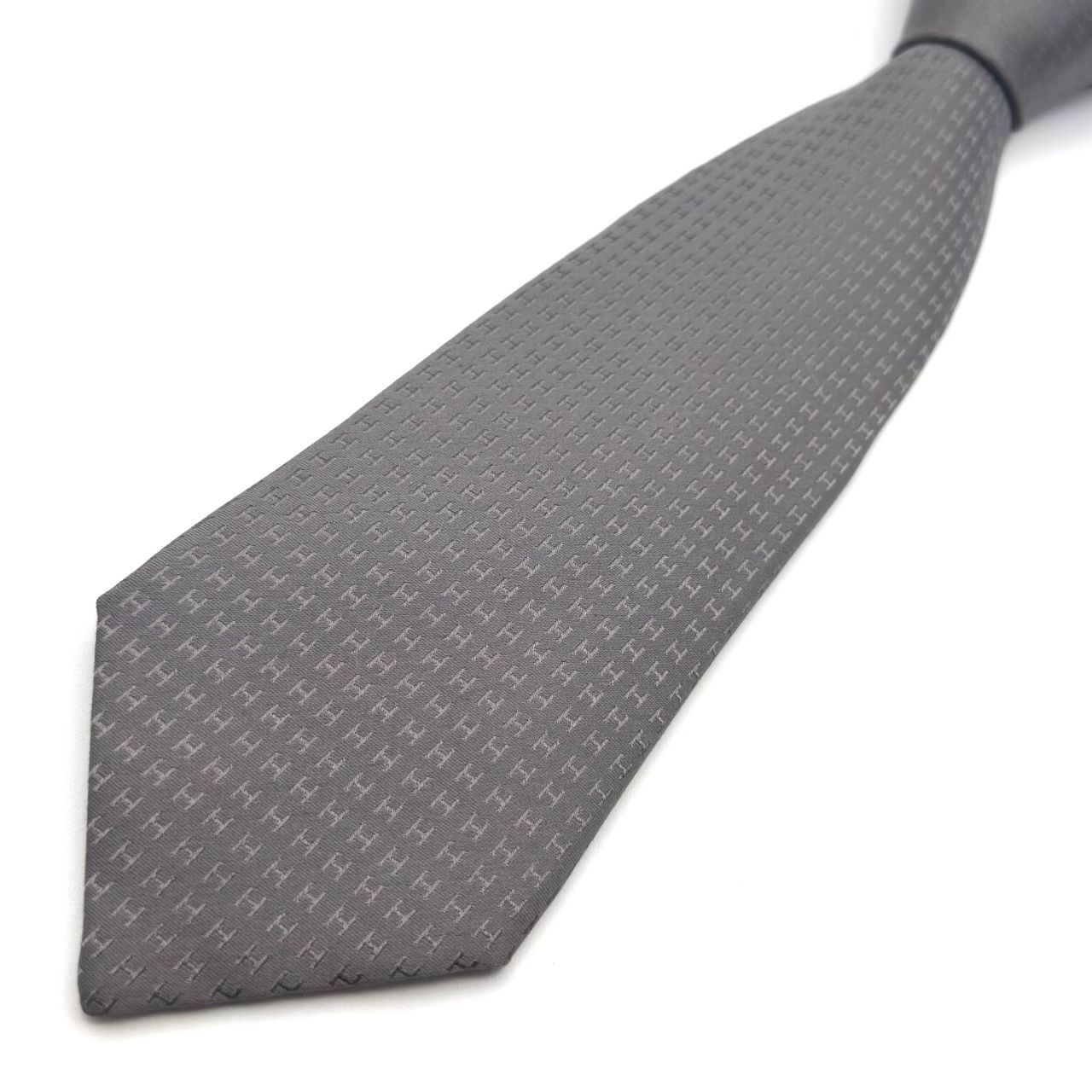 エルメス ファソネ H ジャガード グレー 総柄 ネクタイ 3-1-83 - メルカリ