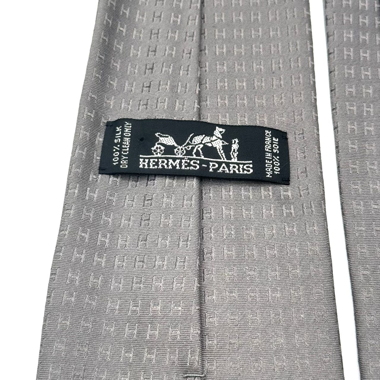 エルメス ファソネ H ジャガード グレー 総柄 ネクタイ 3-1-83 - メルカリ