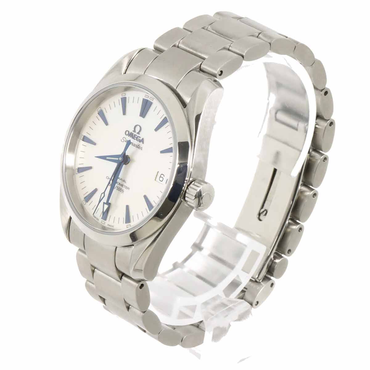 オメガ OMEGA シーマスター アクアテラ 2504 70 ボーイズ 腕時計 デイト ホワイトシェル 自動巻き ウォッチ Seamaster Aqua Terra 90310606