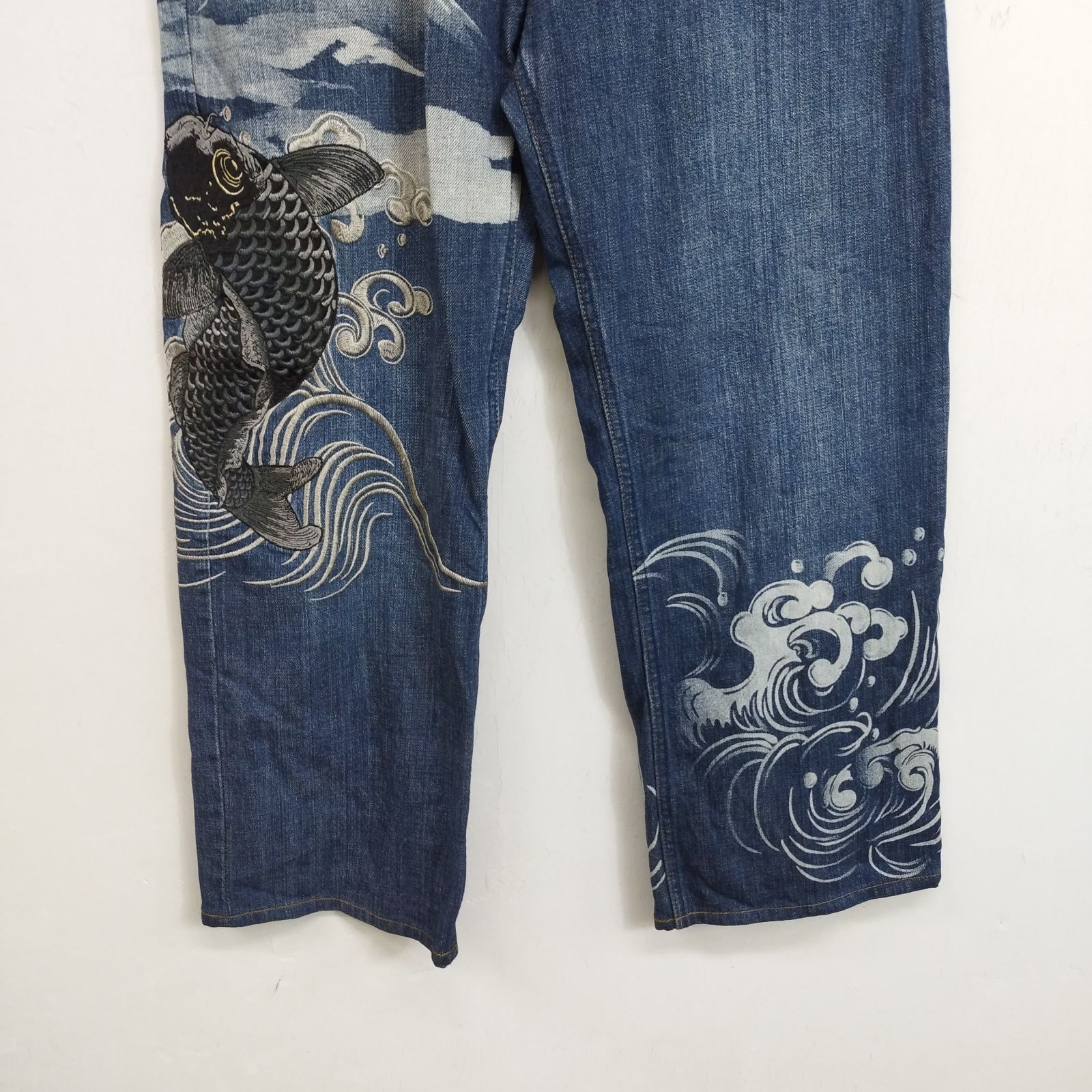 絡繰魂 KARAKURI カラクリダマシイ デニム パンツ ジーンズ 昇り鯉 
