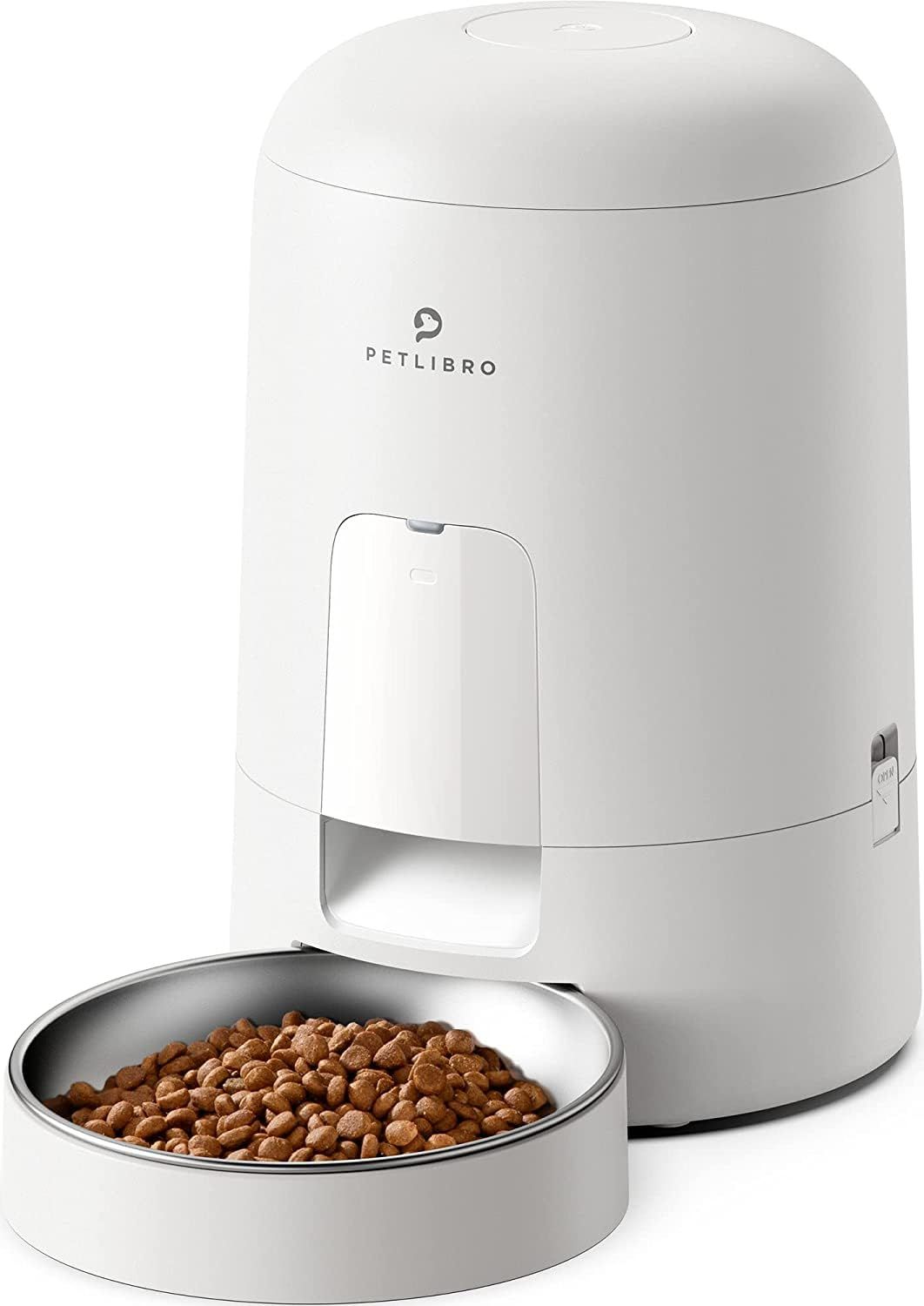 D★PETLIBRO AIR 自動給餌器 猫用 コードレス タイマー式 定時定量 自動餌やり機 無制限置き場所 餌やり器 1日6食 ステンレス製ボウル ４重鮮度保持 2WAY給電 誤操作防止 お手入れ簡単 2L ホワイト