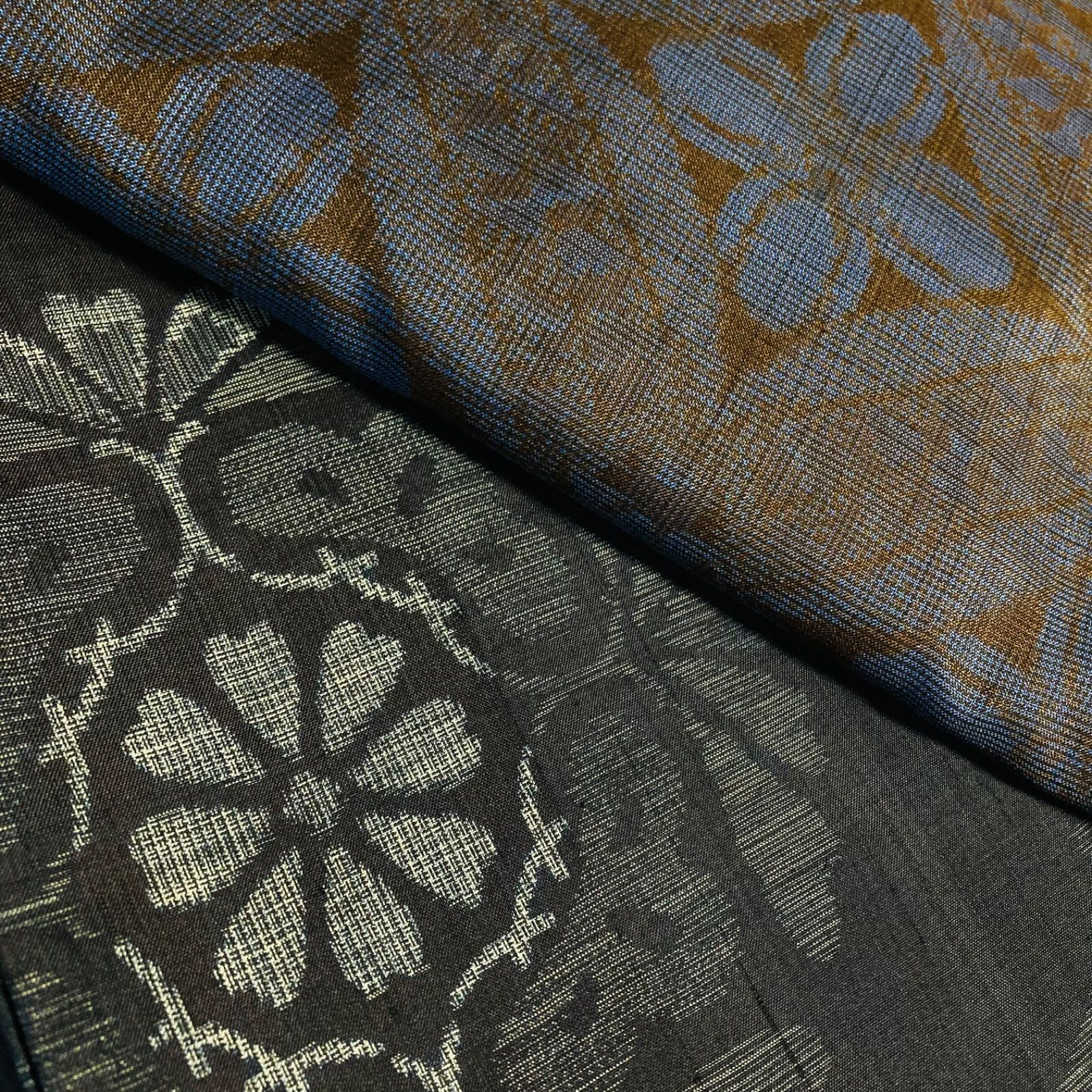 着物と帯オレンジ y406◾️アンティーク時代大島紬着物類15点◾️龍郷