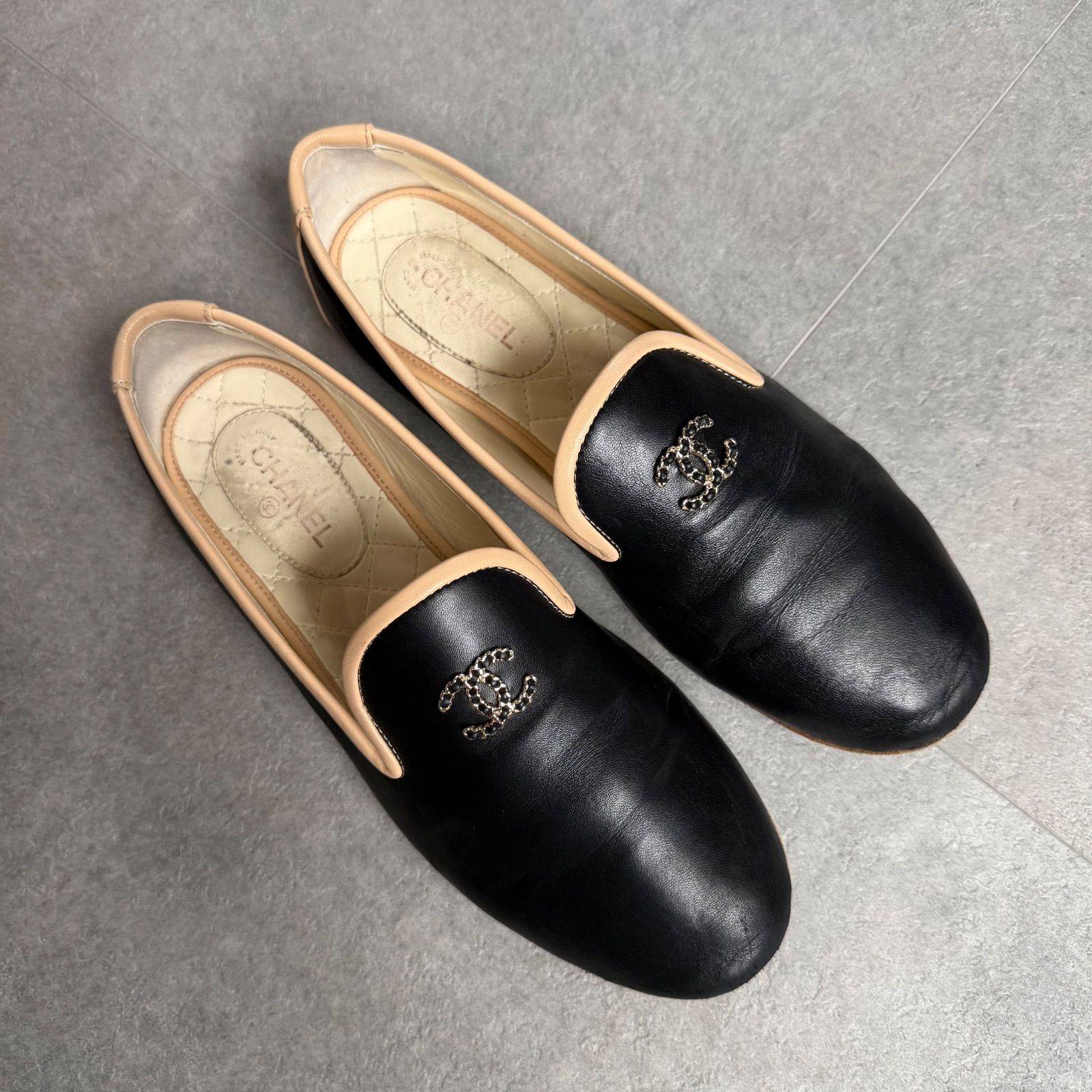 CHANEL シャネル ココマーク バイカラー オペラシューズ レザー