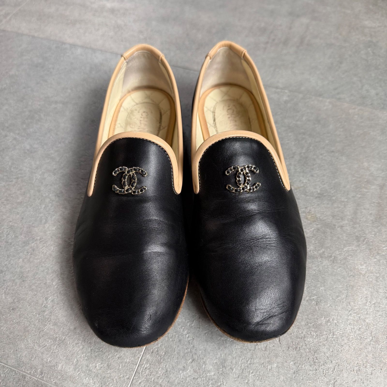 CHANEL シャネル ココマーク バイカラー オペラシューズ レザー