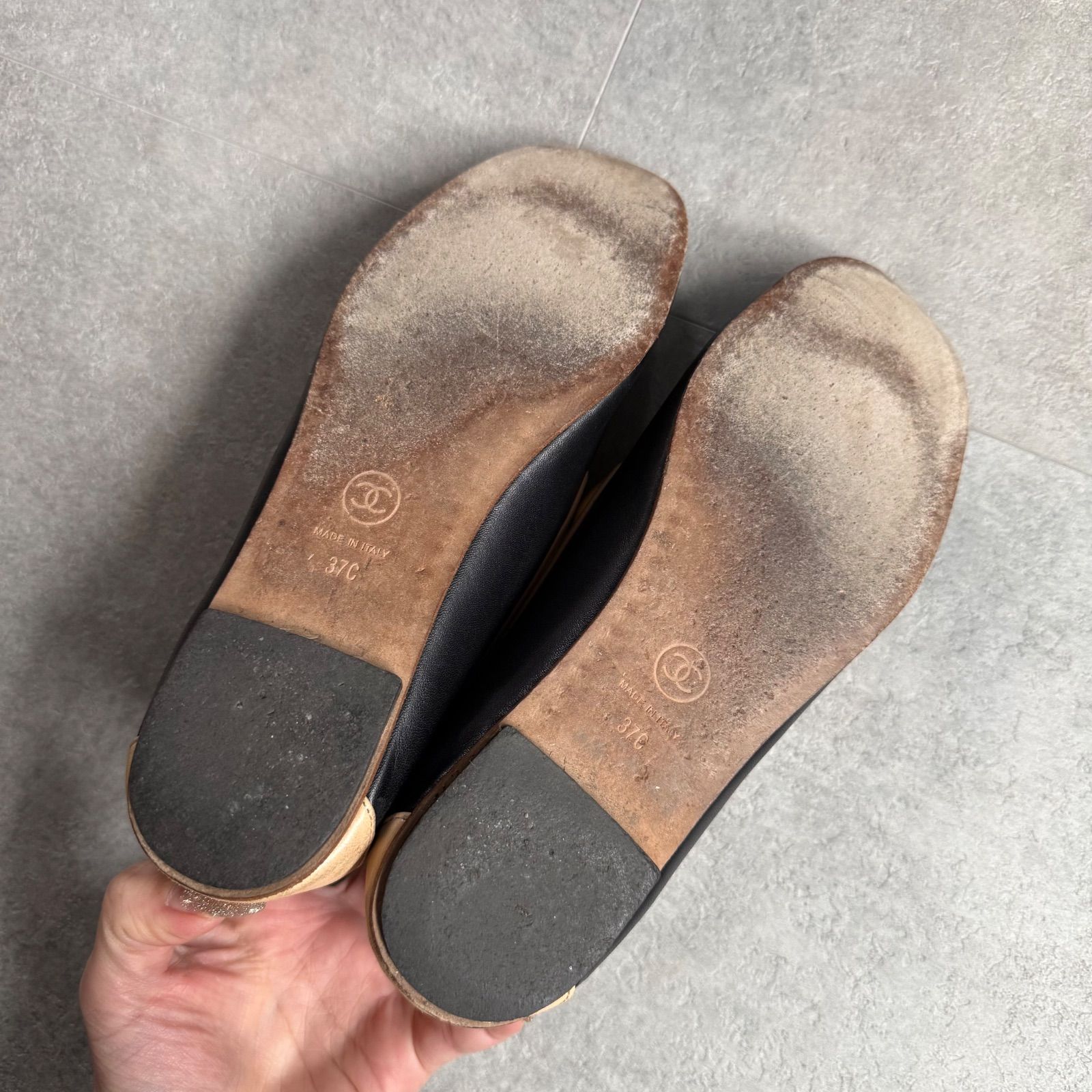 CHANEL シャネル ココマーク バイカラー オペラシューズ レザー