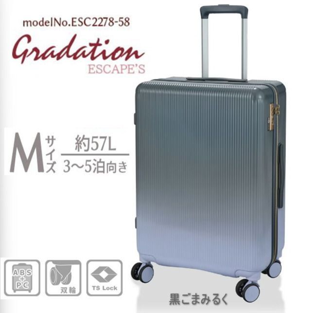 ソフト キャリーバッグ mサイズ 中型 双輪 4輪キャスター スーツケース