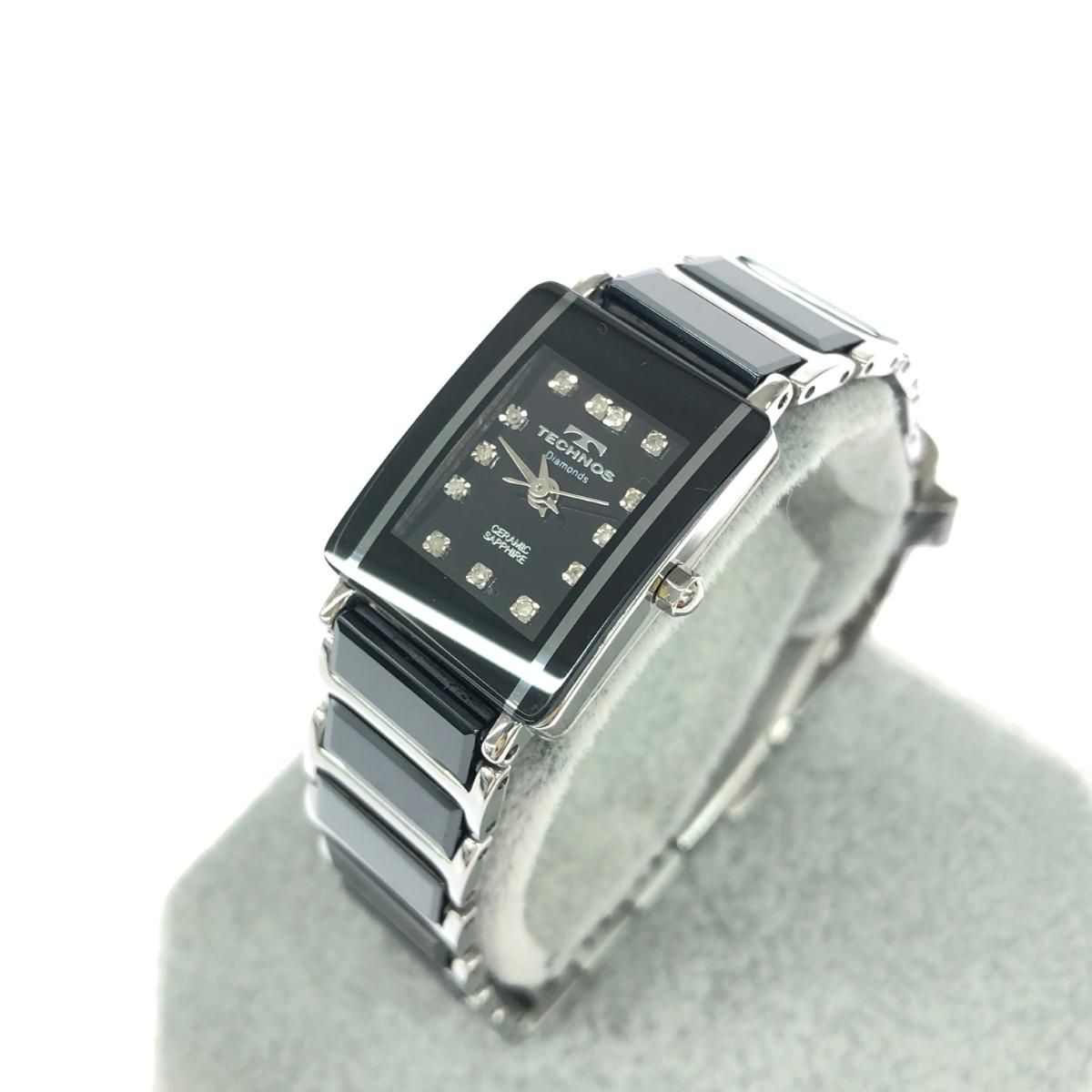 TECHNOS テクノス 腕時計 クォーツ SS×セラミック T1769 ブラック 