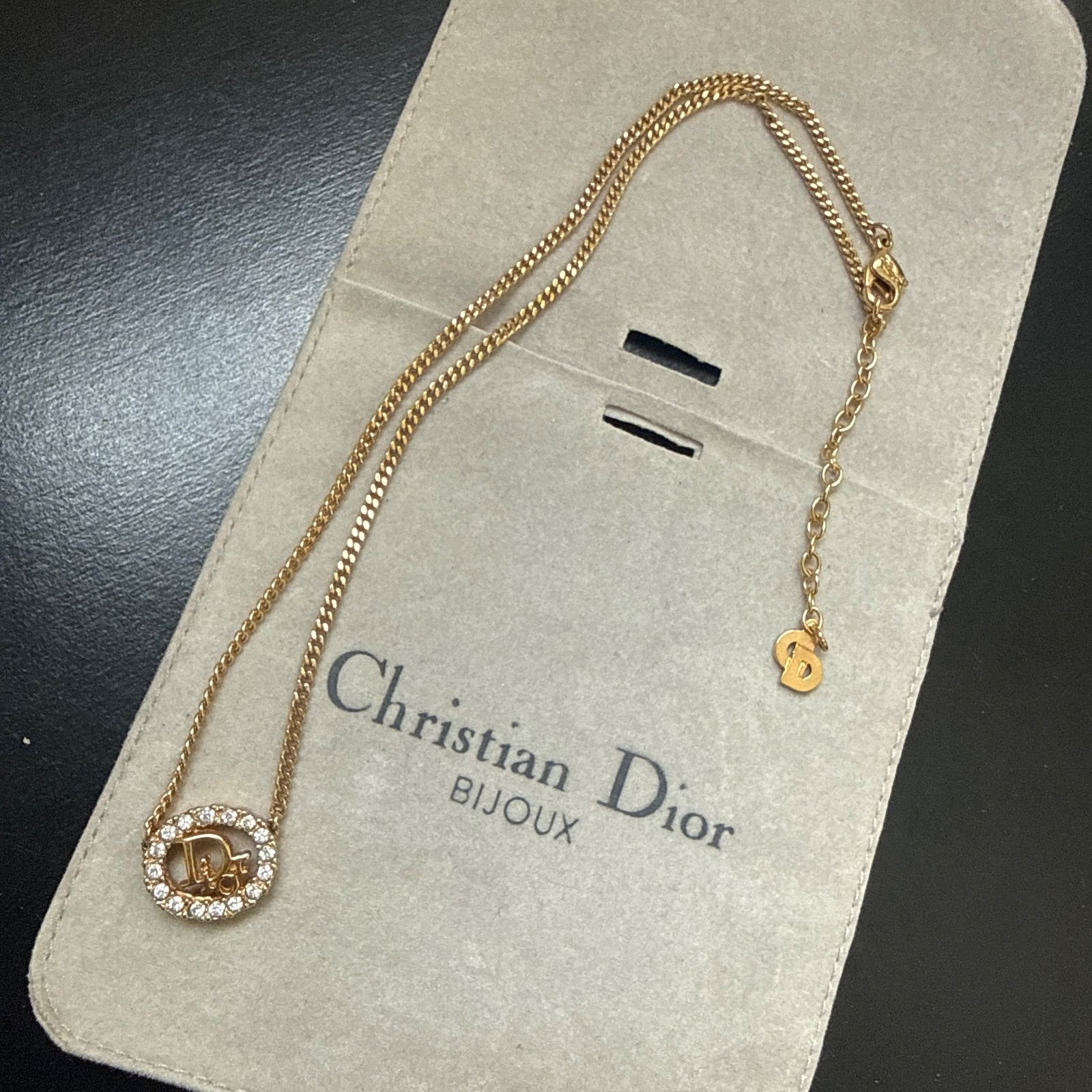 クリスチャン ディオール ネックレス スイング 3連 ロゴ DIOR ゴールド 