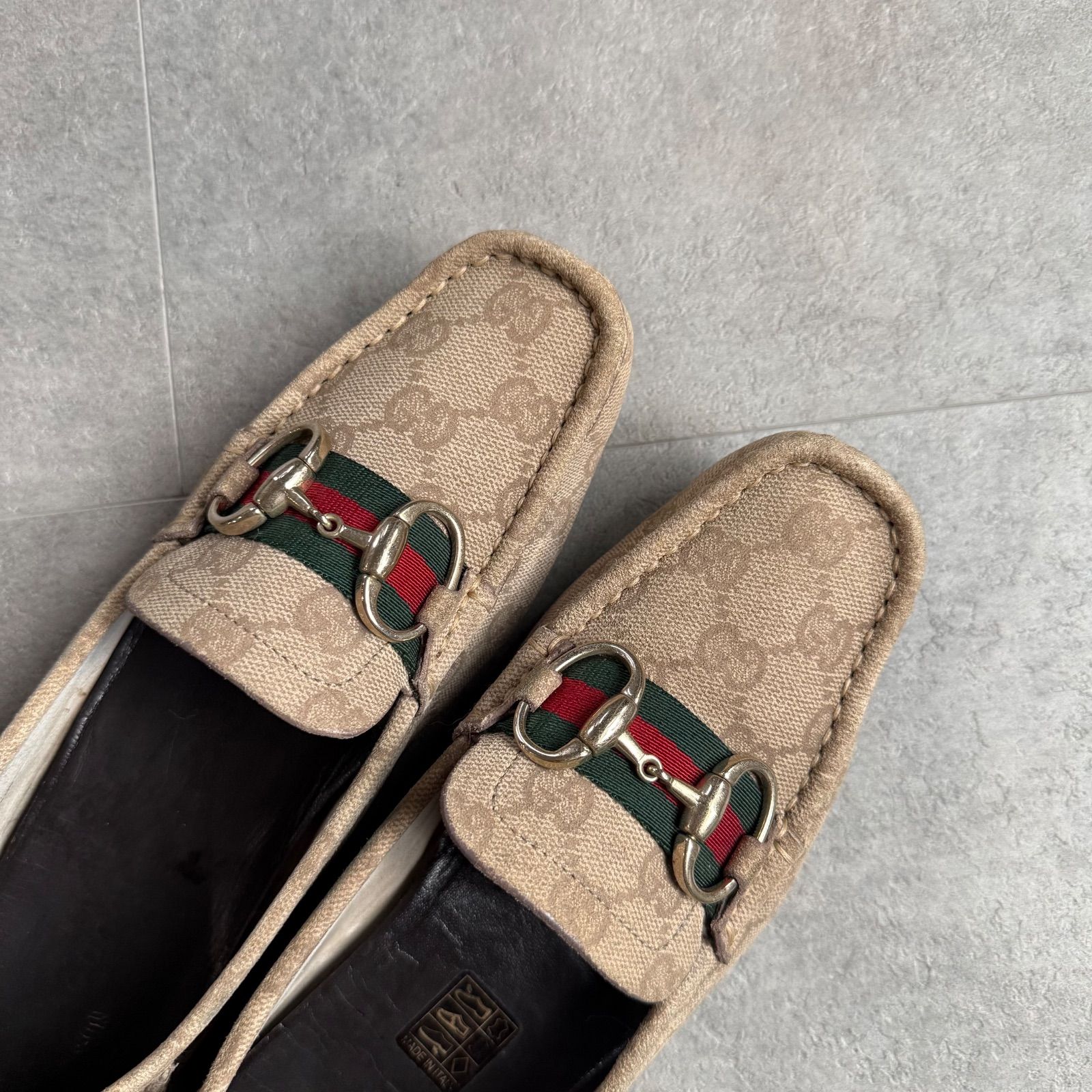 GUCCI グッチ スエード ビット ローファー 37C ブラック レザー 