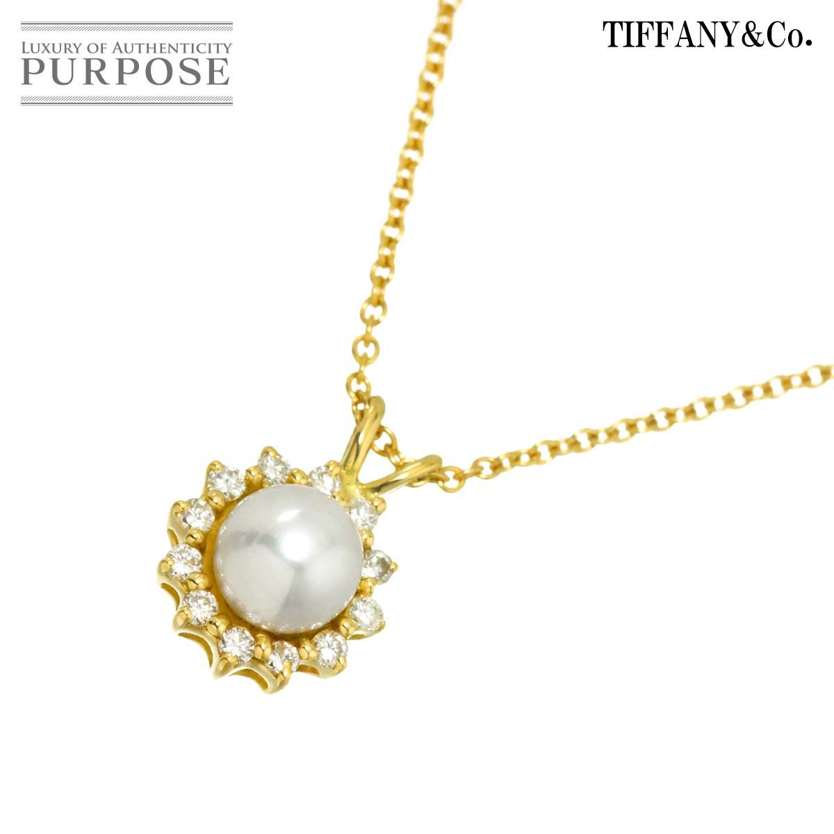ティファニー TIFFANY&Co. アコヤ真珠 5.5mm ダイヤ ネックレス 40cm 