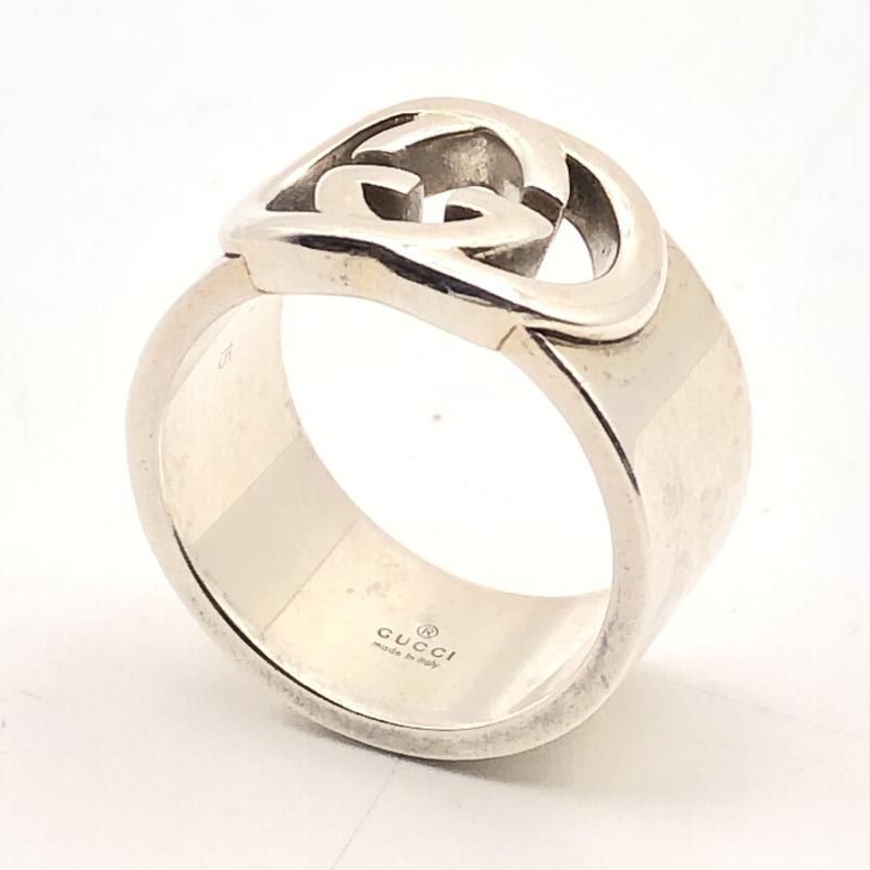 中古】GUCCI インターロッキングG シルバーブリット ワイドリング