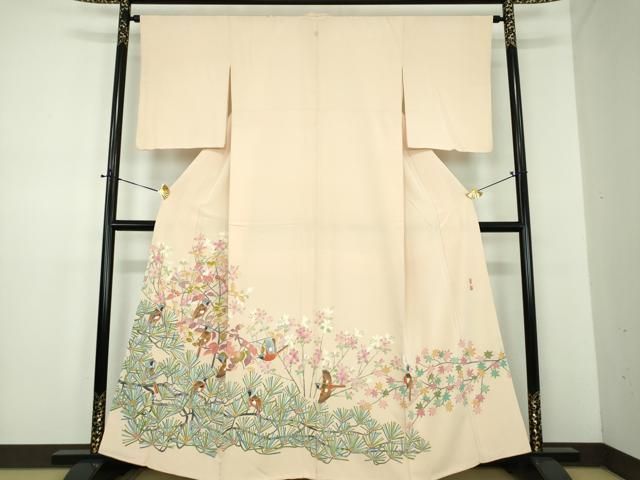 平和屋着物●本加賀友禅作家　百貫華峰　色留袖　花鳥文　正絹　逸品　DABD1696ps 平和屋着物○本加賀友禅作家 百貫華峰 色留袖 花鳥文 正絹 逸品