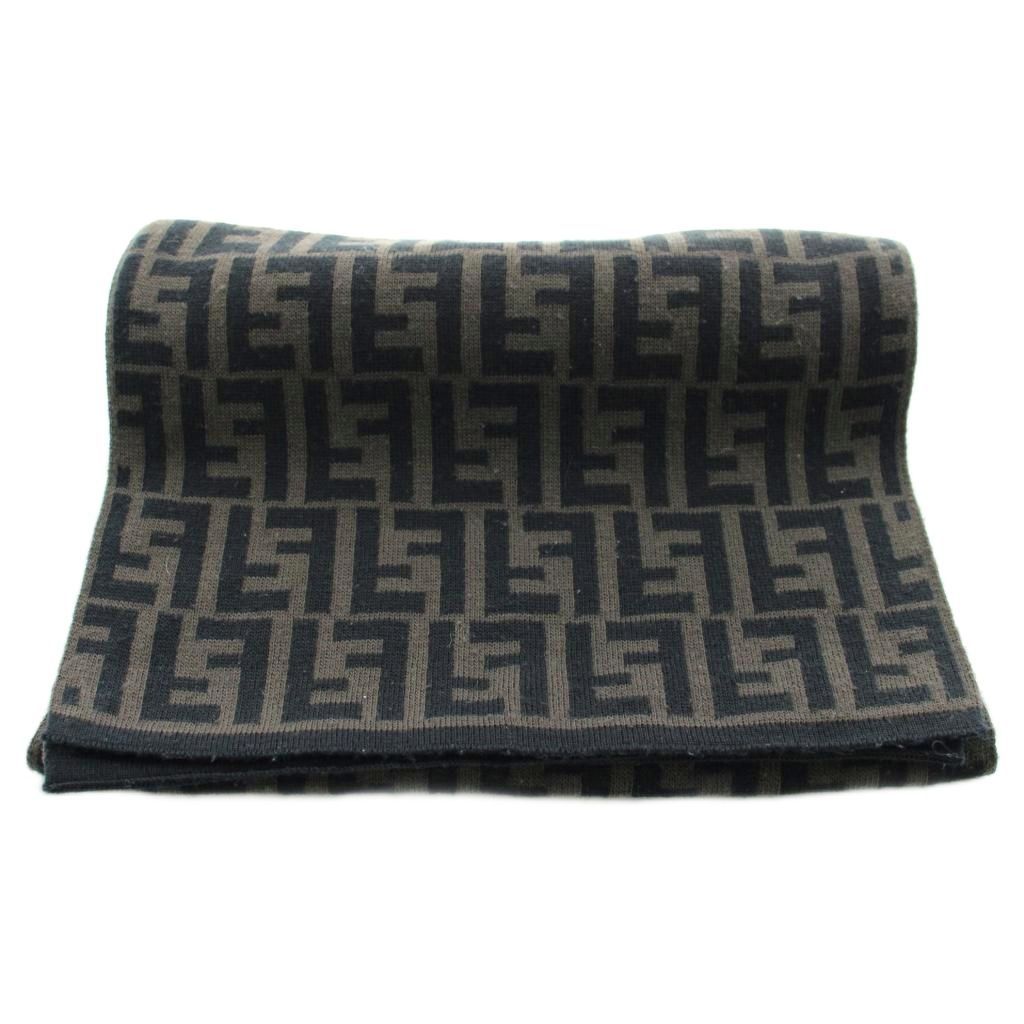 フェンディ FENDI マフラー ストール ズッカ柄 ロゴ 黒 ブラック