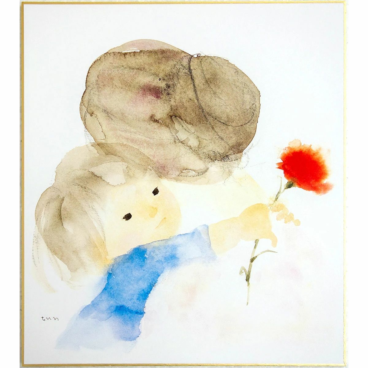 いわさきちひろ 「母の日」 色紙額 額付き 複製画 お母さん 母と子