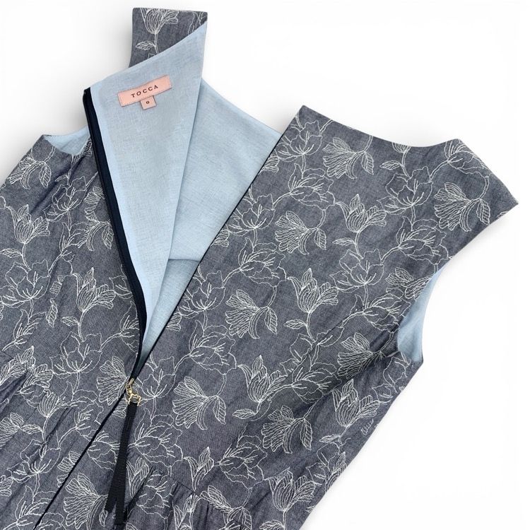 2025年 TOCCA トッカ CHAMBRAY GARDEN ドレス ワンピース ブルー 0