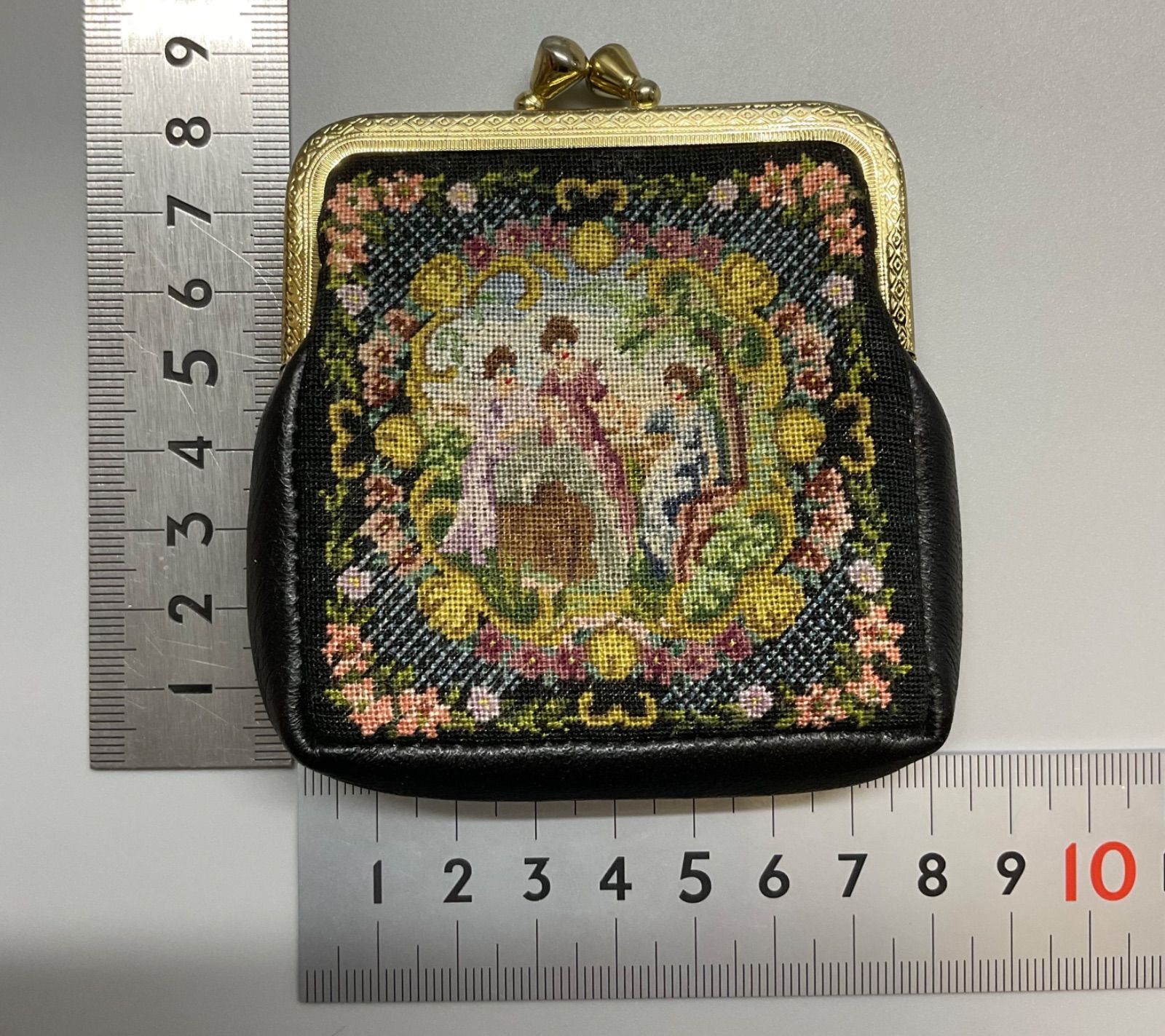 SN1228 プチポワン（Petit Point）刺繍 がま口 ポーチ 財布 コイン