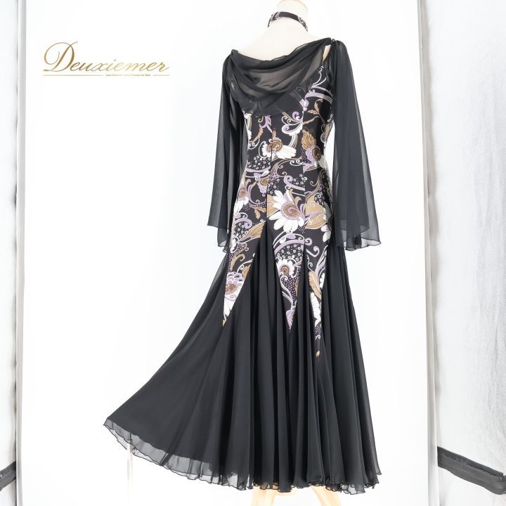 社交ダンス 衣装 スタンダードドレス ワンピース ドレス ブラック系