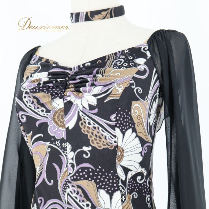 社交ダンス 衣装 スタンダードドレス ワンピース ドレス ブラック系