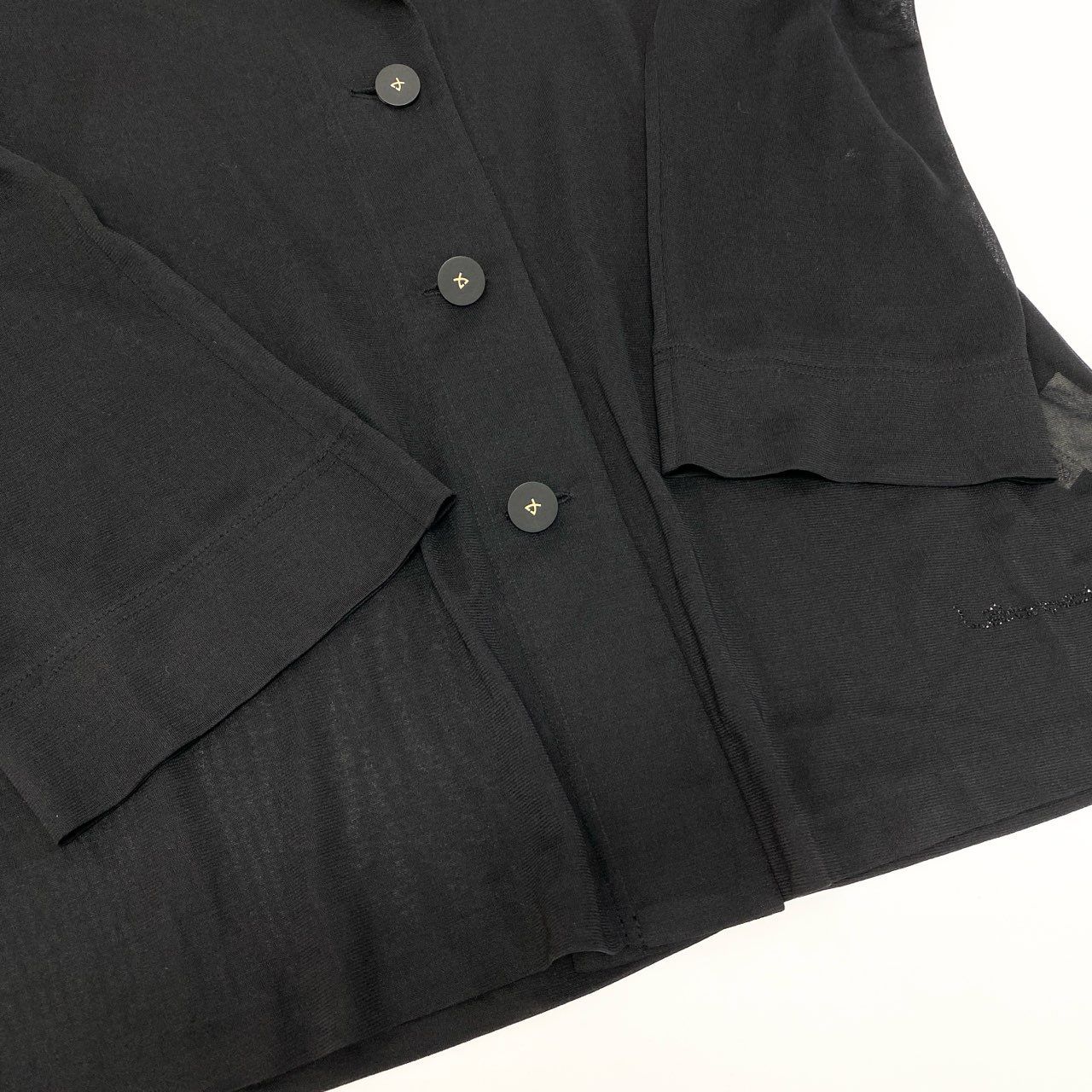 60c6 LEONARD レオナール カンカン素材 薄手カーディガン ライン