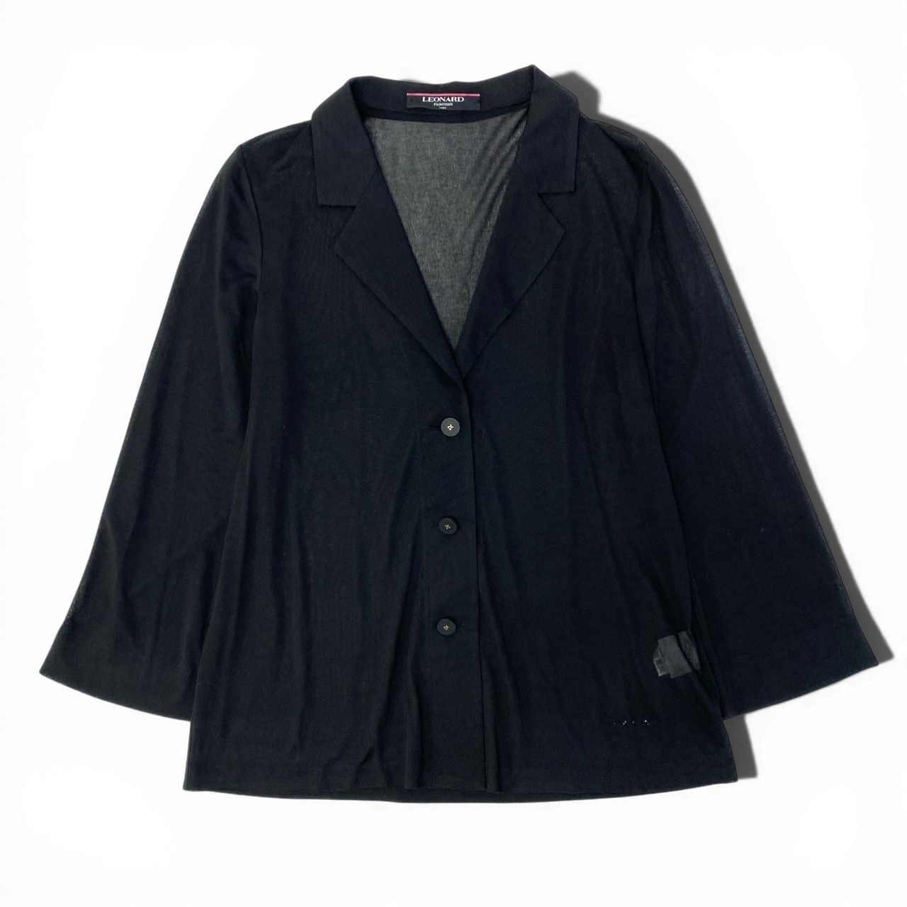 60c6 LEONARD レオナール カンカン素材 薄手カーディガン ライン
