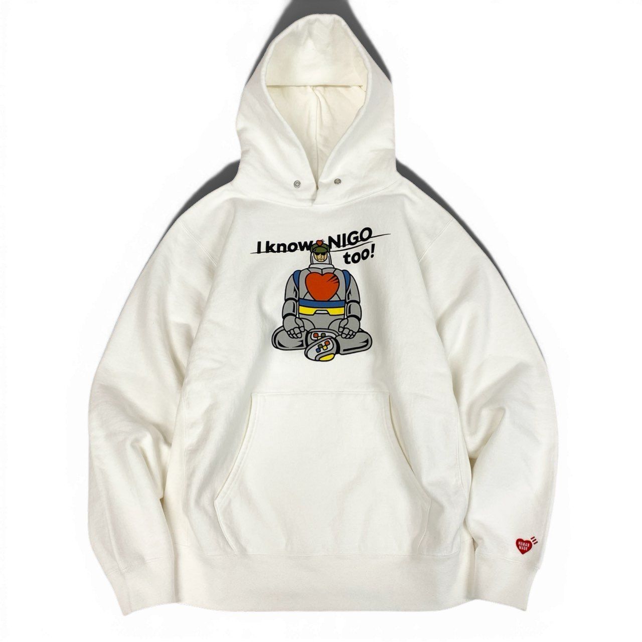 Mc6 HUMAN MADE ヒューマンメイド I KNOW NIGO TOO パーカー スウェットフーディー サイズXL ホワイト メンズ 男性用k02i