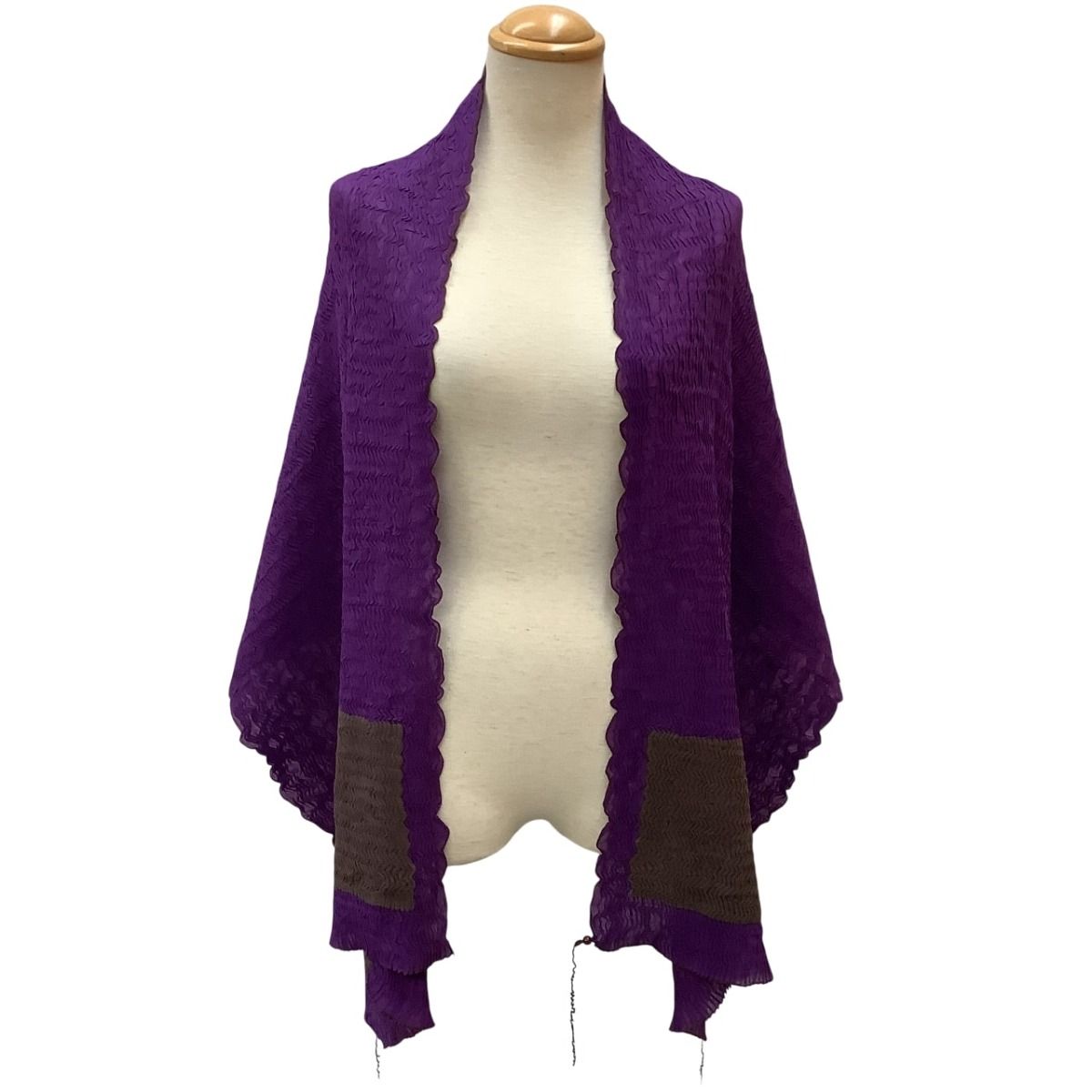 ♪♪ISSEY MIYAKE イッセイミヤケ プリーツ 波 ストール ブラウン