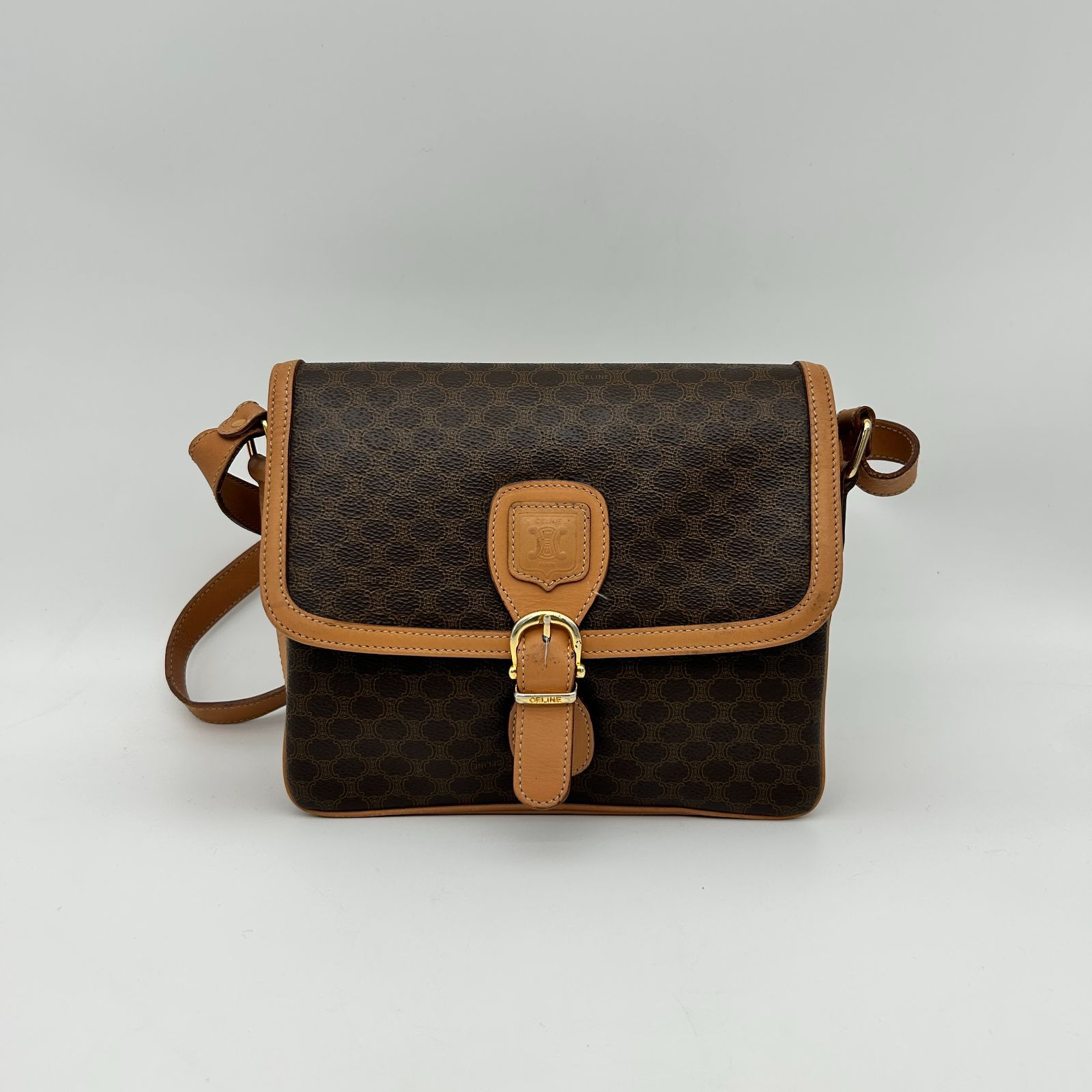 CELINE セリーヌ マカダム柄 ショルダーバッグ ポシェット 斜め掛け