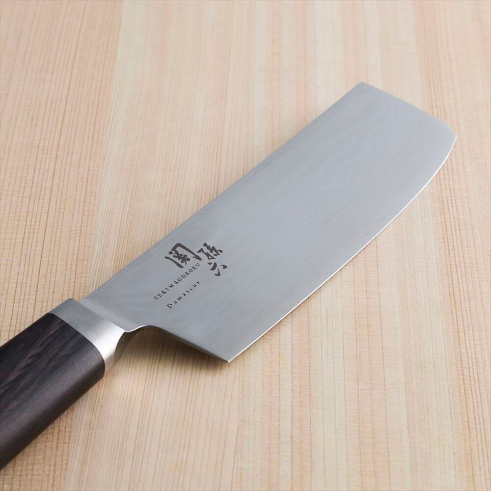 三条　菊利久(長直) 墨流し　ダマスカス　菜切　165mm 包丁　白鋼　和包丁 キッチン・食器 三条 菊利久(長直) 墨流し ダマスカス 菜切 165mm 包丁