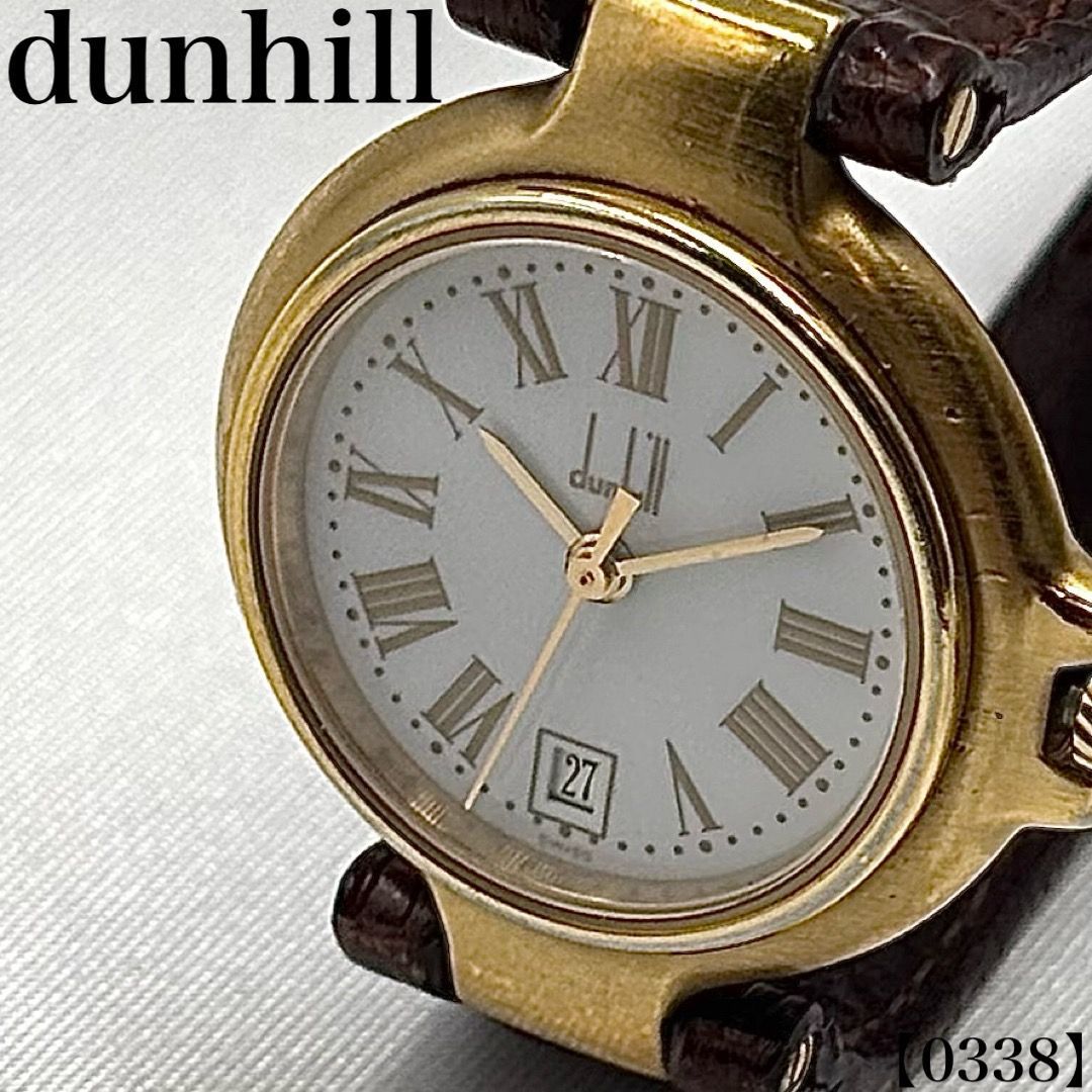 ダンヒル dunhill 腕時計 ウォッチ クォーツ 石付き ラウンド 黒文字盤 ダンヒル dunhill 腕時計 ウォッチ クォーツ 石付き ラウンド 黒文字盤