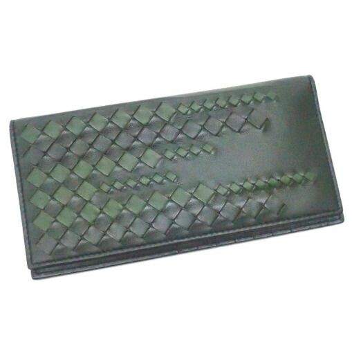 BOTTEGA VENETA 二つ折り札入れ 長財布 レザー グリーン 442556 - メルカリ
